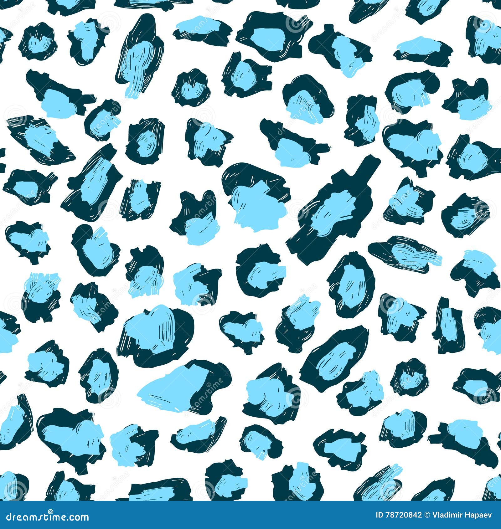 Leopard Print Pattern. Blue-black Spots on a White Background. Stock ...