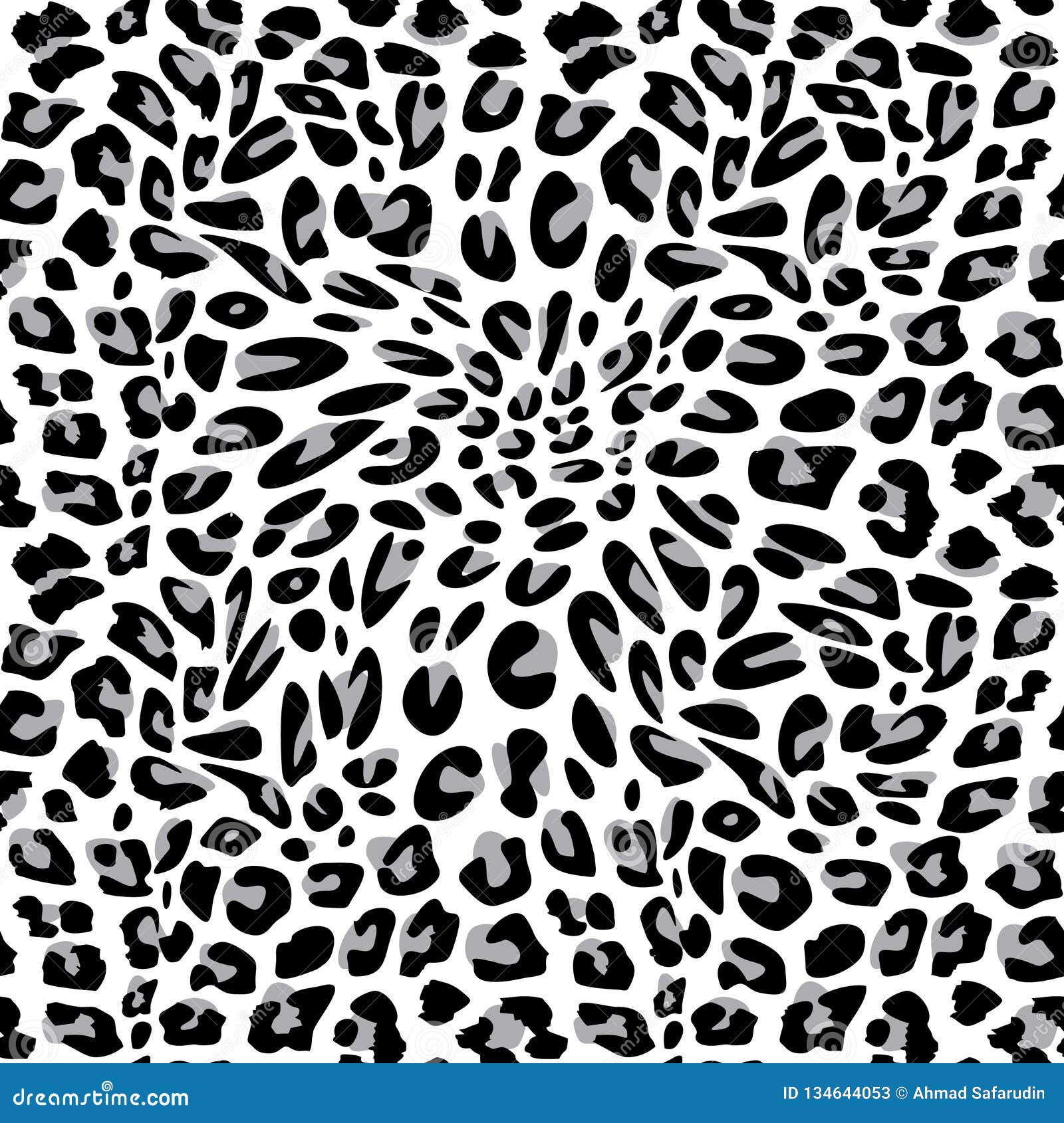 Leopard Seamless Pattern of Animal Skin in Black and White Stock Vector ...