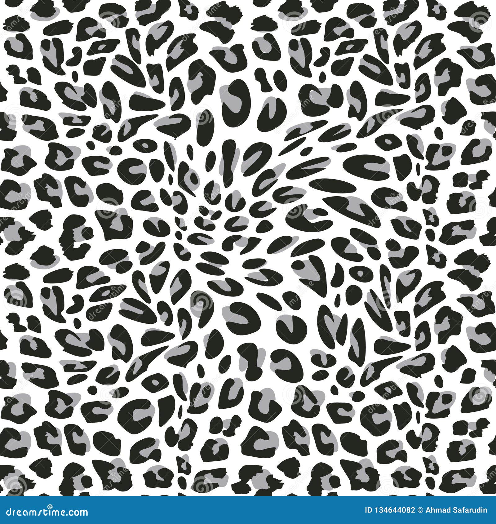 Leopard Seamless Pattern of Animal Skin in Black and White Stock Vector ...