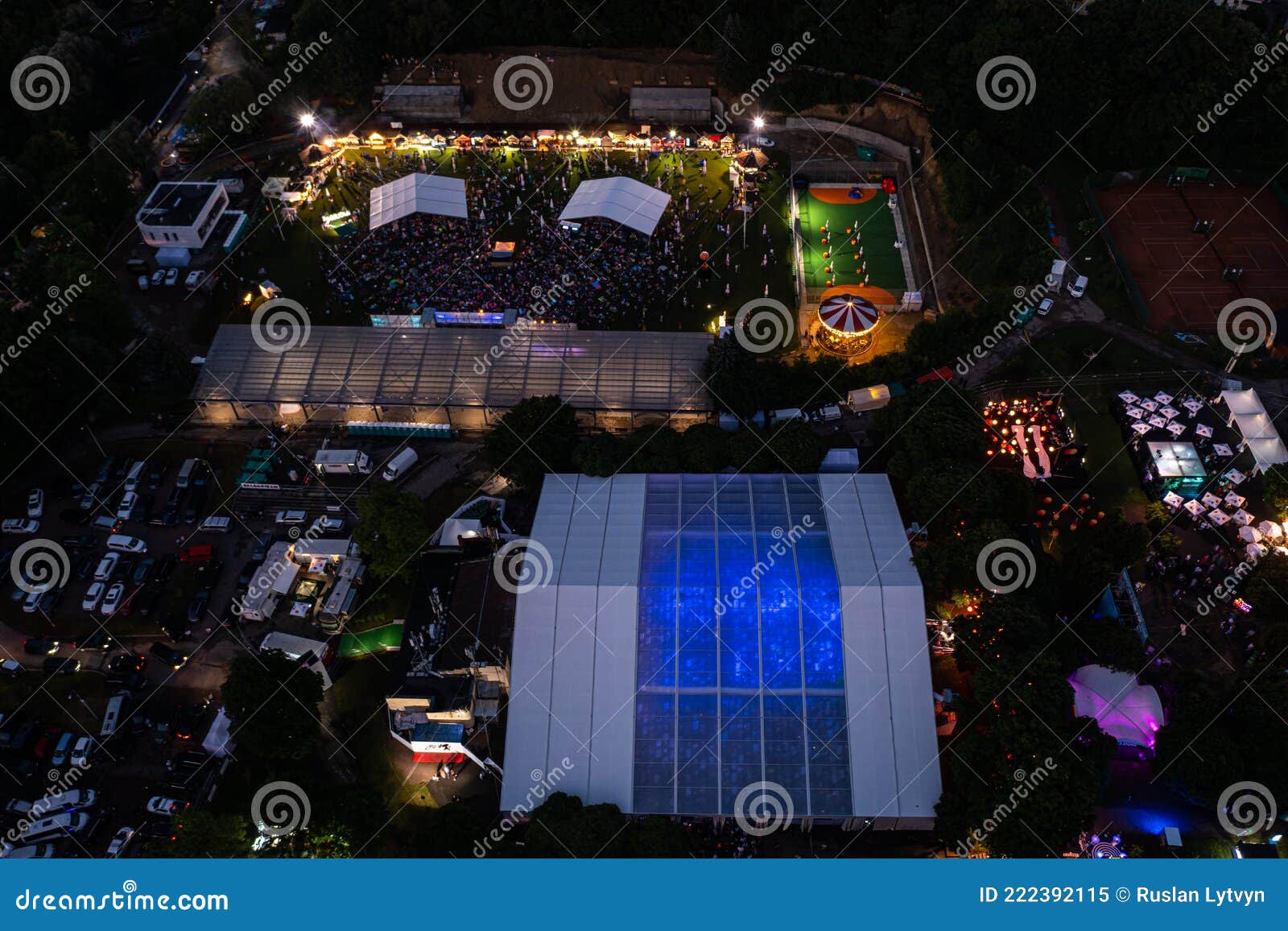 leopolis jazz fest 2021. stage dedicated to eddie rosner. picnic zone. aerial view from drone