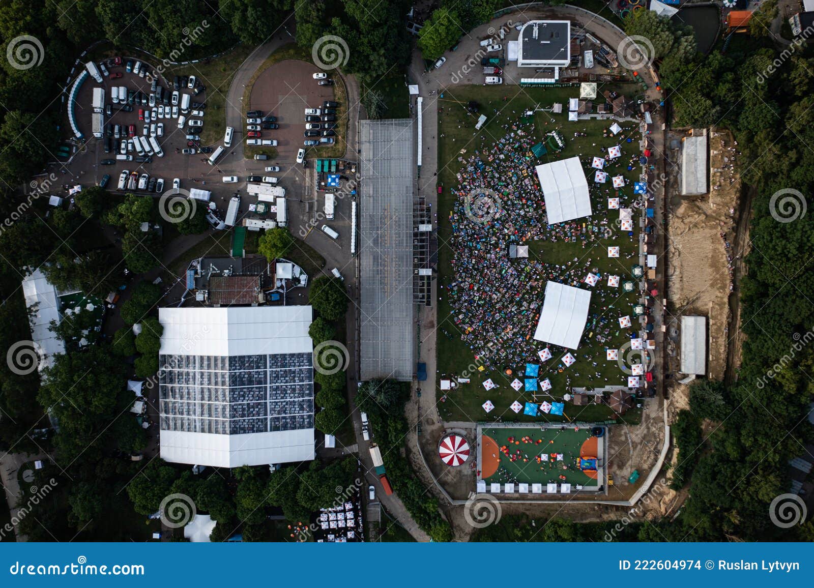 leopolis jazz fest 2021. stage dedicated to eddie rosner. picnic zone. aerial view from drone