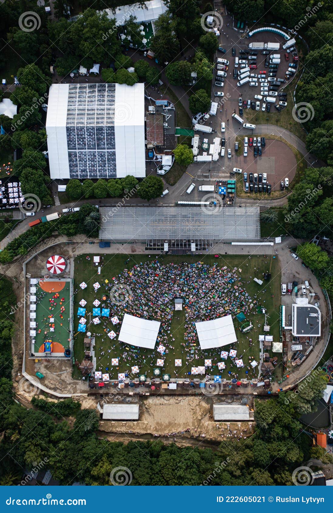 leopolis jazz fest 2021. stage dedicated to eddie rosner. picnic zone. aerial view from drone