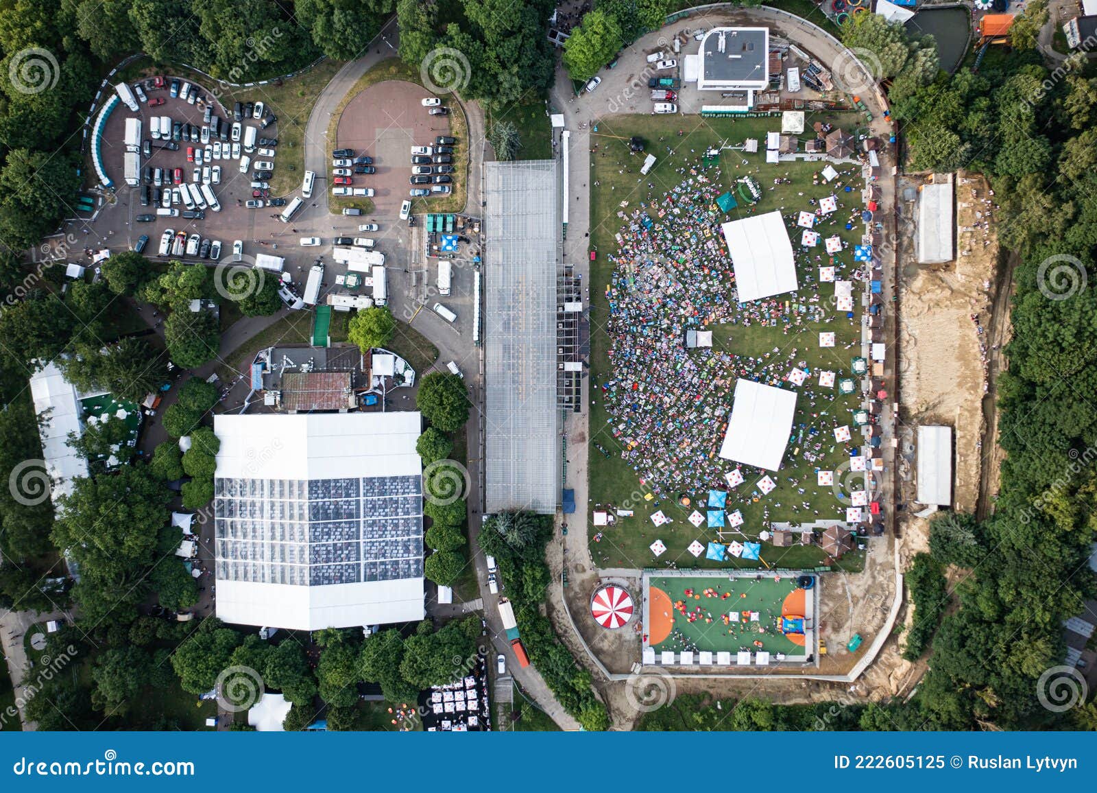 leopolis jazz fest 2021. stage dedicated to eddie rosner. picnic zone. aerial view from drone