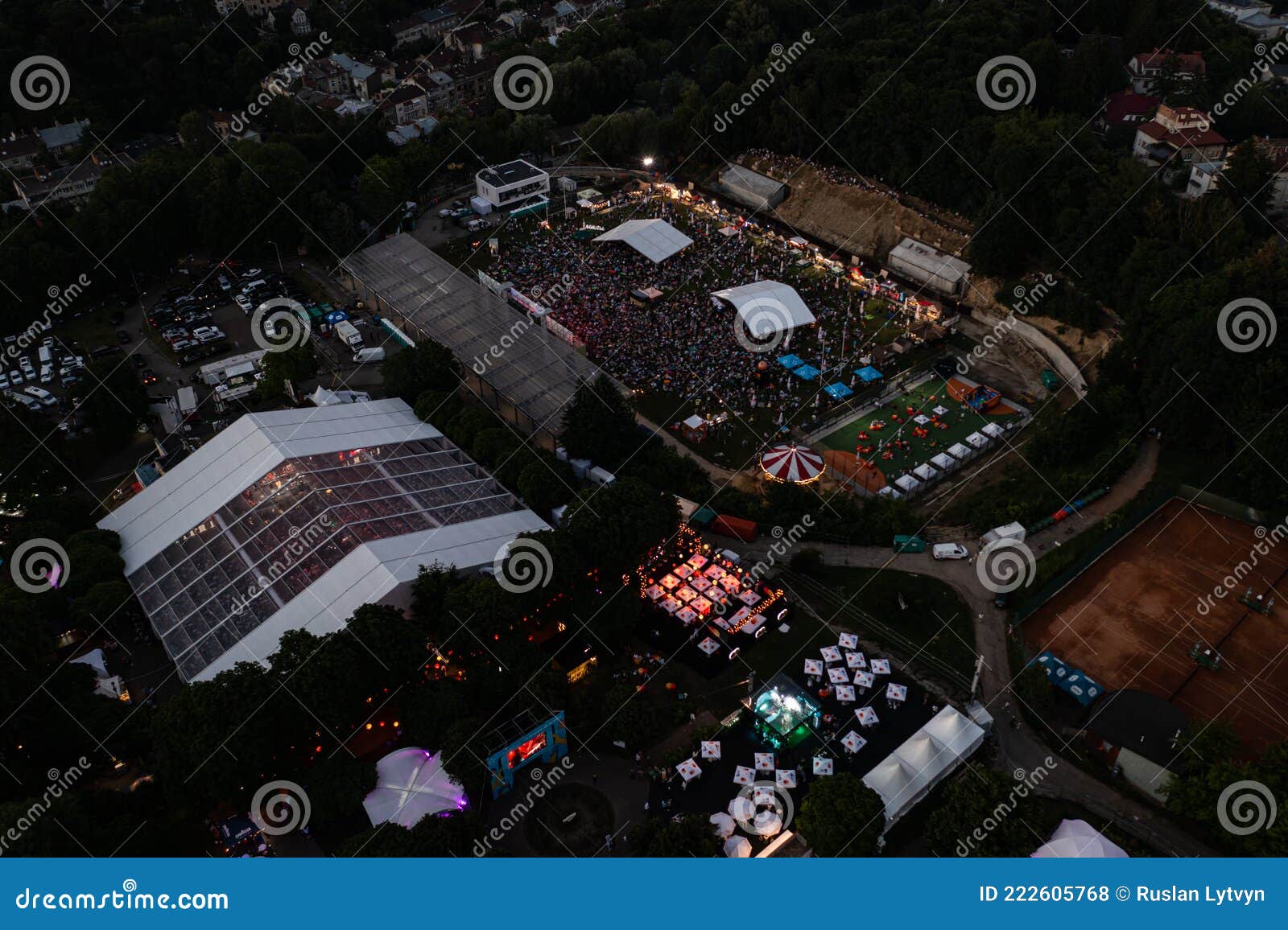 leopolis jazz fest 2021. stage dedicated to eddie rosner. picnic zone. aerial view from drone