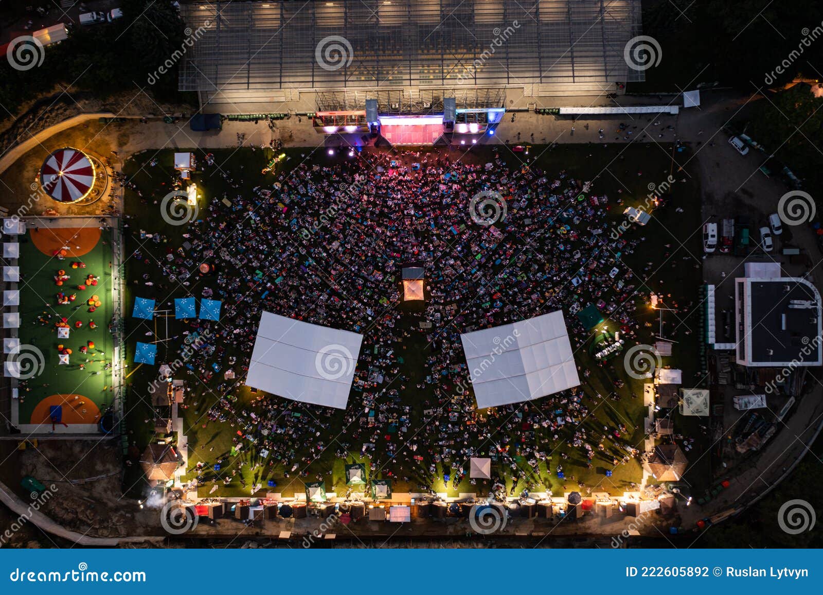 leopolis jazz fest 2021. stage dedicated to eddie rosner. picnic zone. aerial view from drone