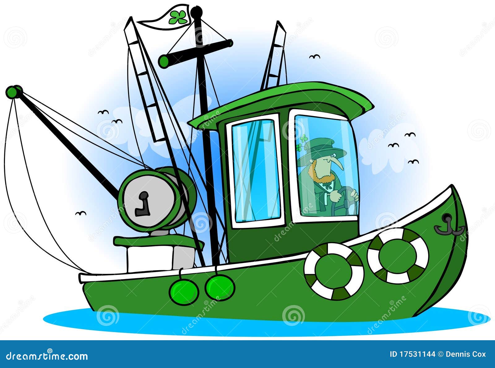 Leprechaun Fishing Boat stock illustration. Illustration 