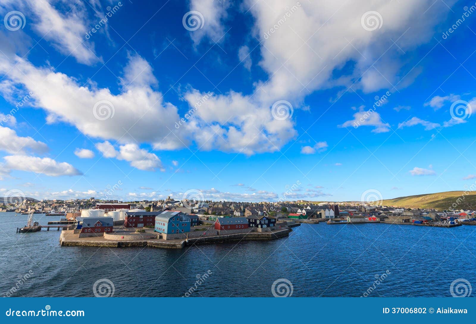 Lerwick Town Center Under Blue Sky Stock Photo - Image of ocean