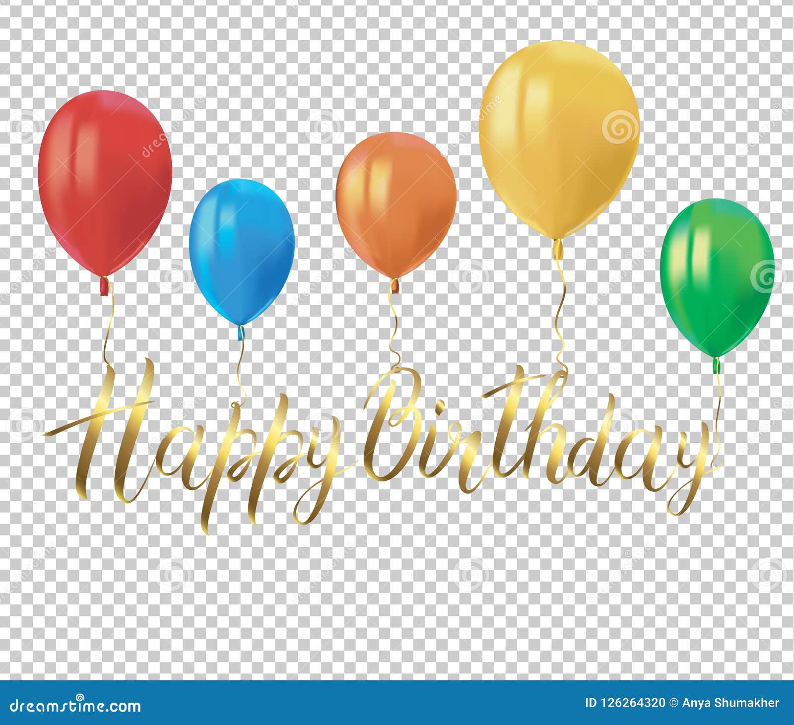 Les Ballons Colores Realistes Avec Se Reflete Et Le Joyeux Anniversaire D Inscription D Or Sur Le Fond Transparent Eleme De Fete Illustration Stock Illustration Du Fond Celebrez