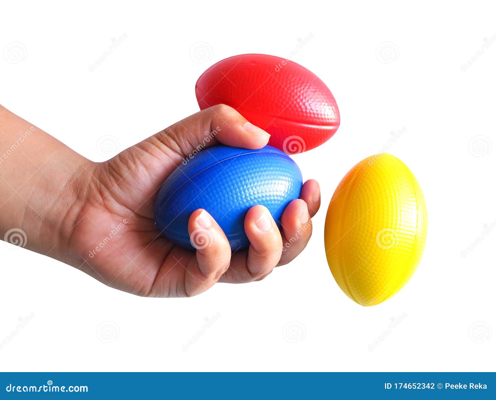 Les Boules De Main Et D'efforts Ont Coloré La Boule Bleue Rouge