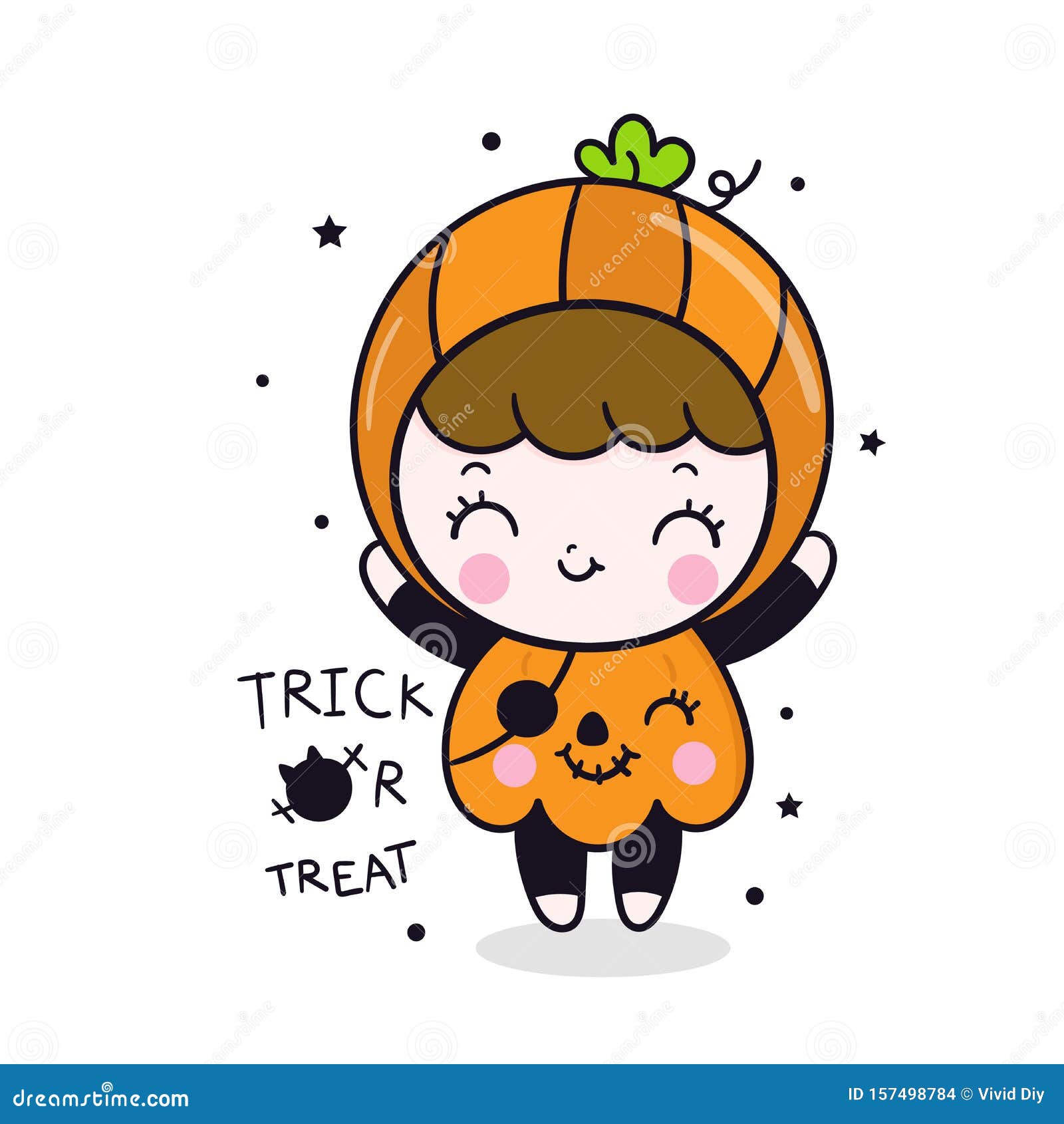 Les Enfants D'Halloween Personnage De Fille Kawaii En Robe De