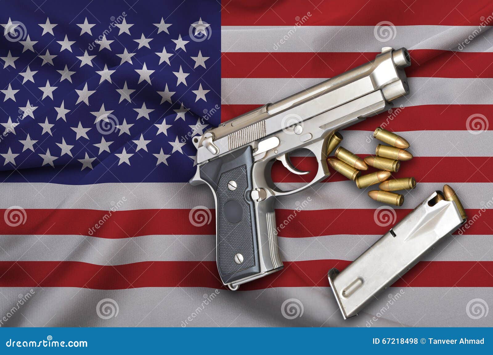 Les Etats-Unis Lancent Le Drapeau De Lois Avec L'arme à Feu Et La