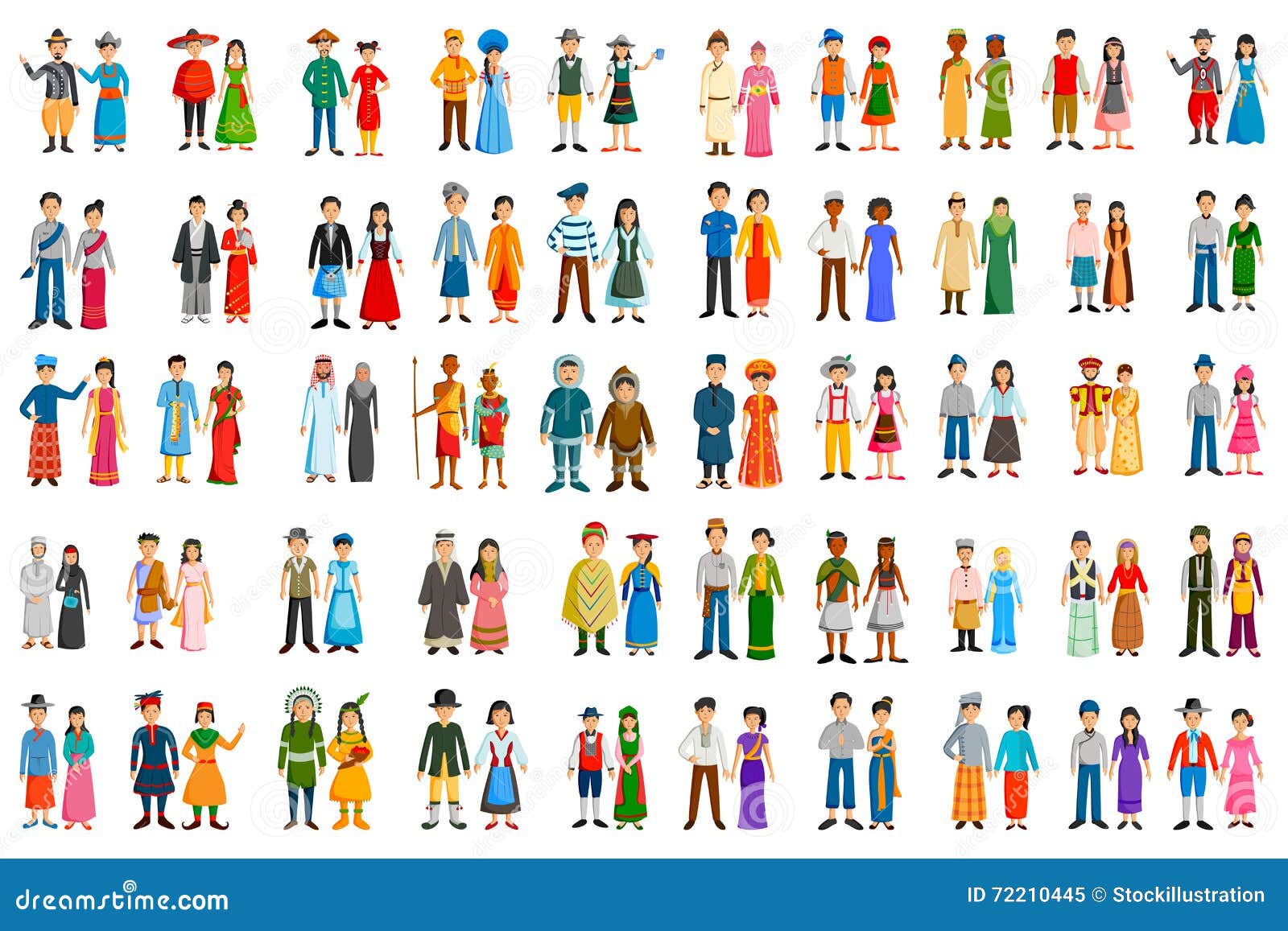 Les Gens De Différents Pays Dans Le Costume Traditionnel Illustration de  Vecteur - Illustration du multiracial, femelle: 72210445