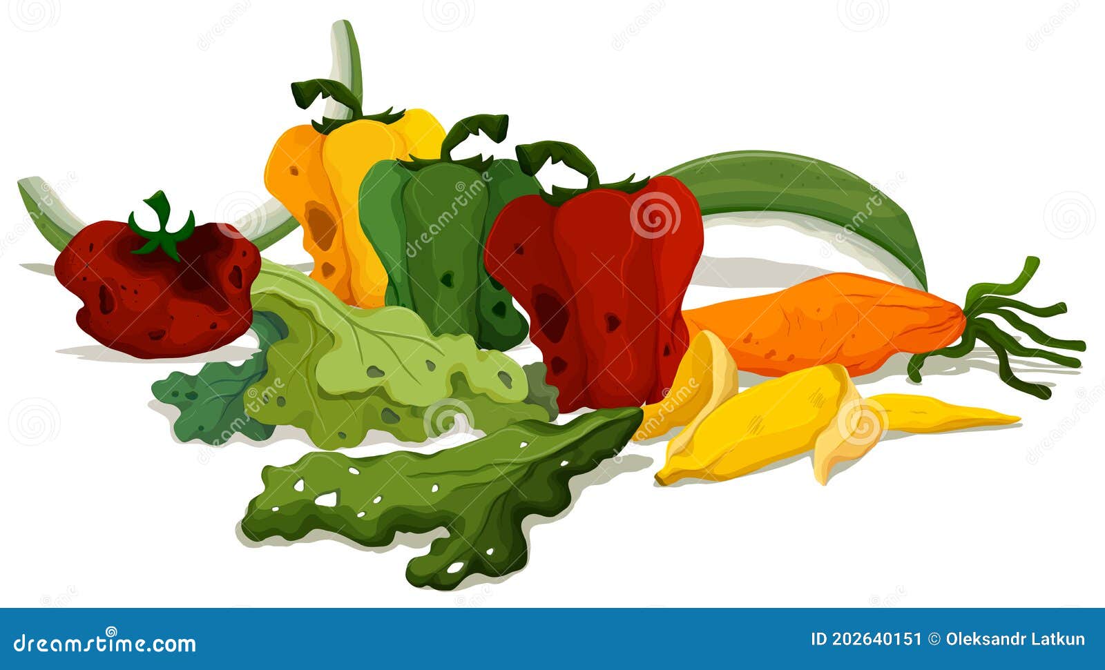 Les Légumes Pourri Sur L'illustration De Plancher Illustration de Vecteur -  Illustration du retrait, détritus: 202640151