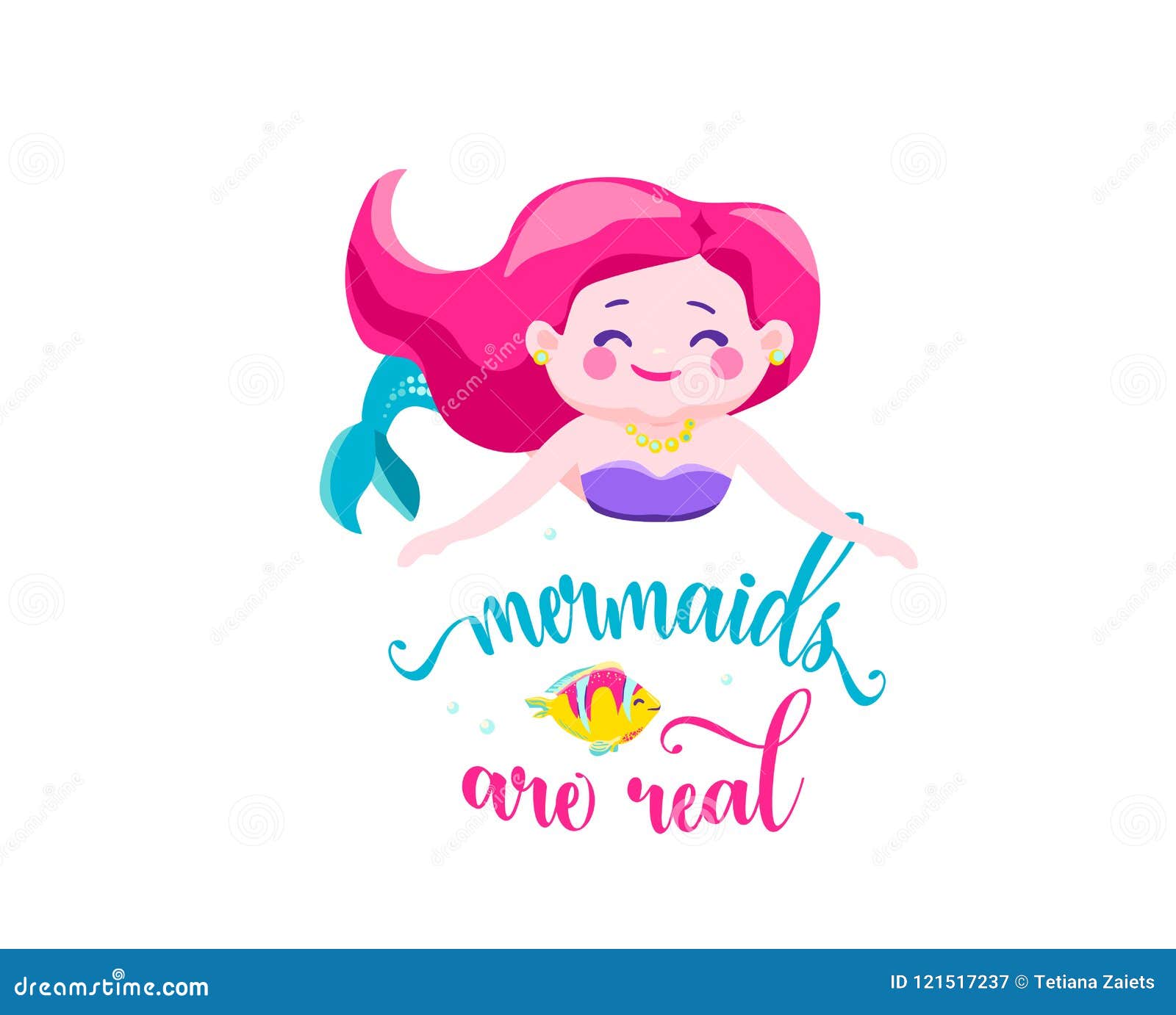 Les Sirenes Sont Vraies Petite Fille De Sirene Bulles Et Poissons Mignons Citation D Inspiration Au Sujet D Ete Conception De Ty Illustration De Vecteur Illustration Du Poissons Sirene