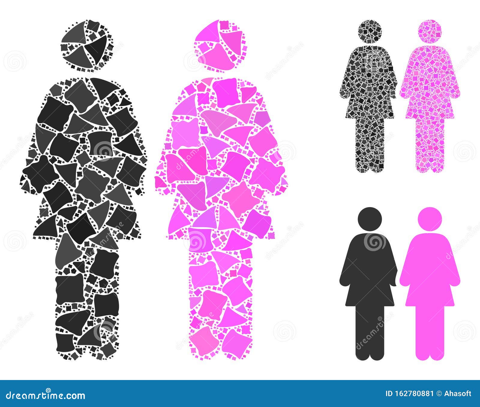 lesbi couple composition icon of tuberous pieces