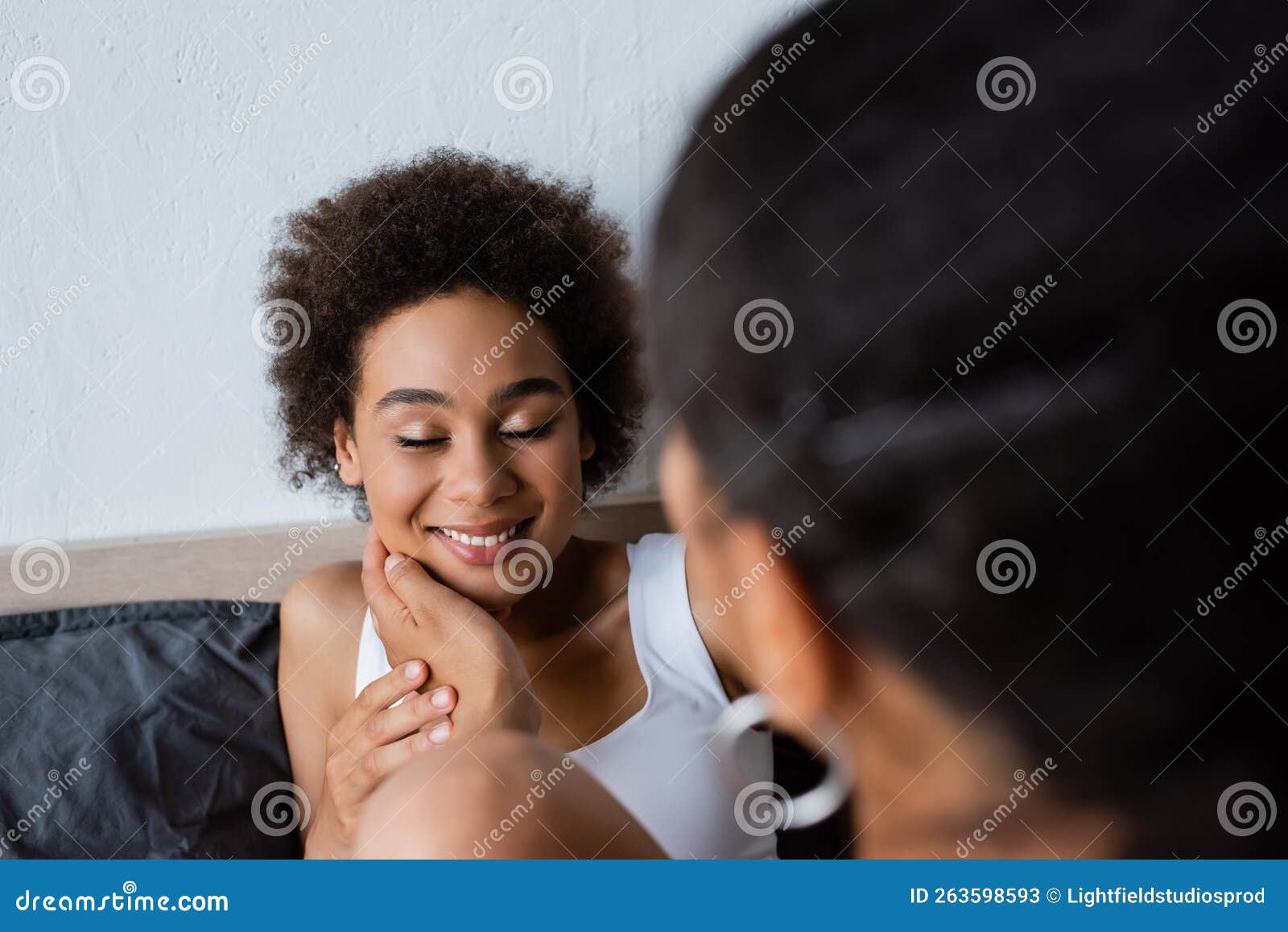 Lesbian African American Woman Touching Cheek Stock Image Image Of Brunette Closeness 263598593