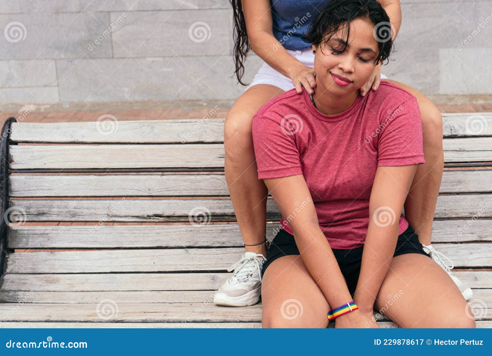 Lesbian Couple On A Park Bench Stock Image Image Of Enjoying