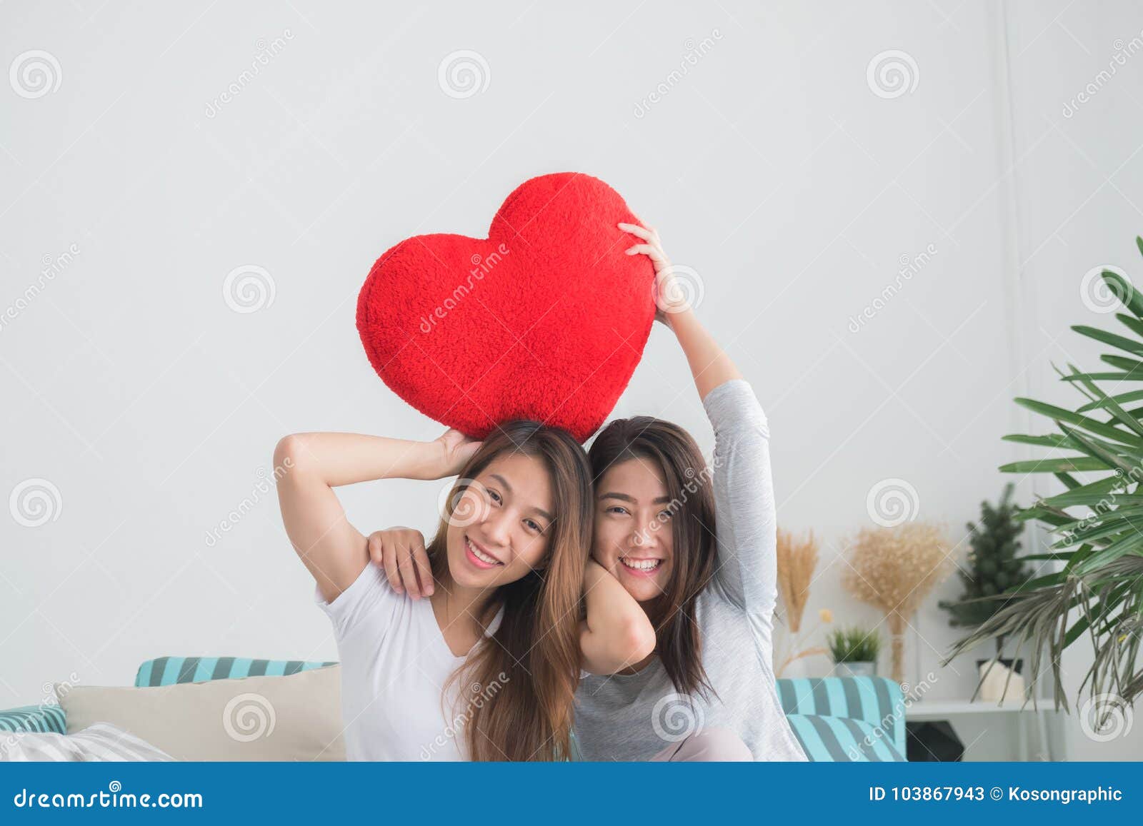Lesbian Couple Together Concept Couple Of Young Women Holding P Stock