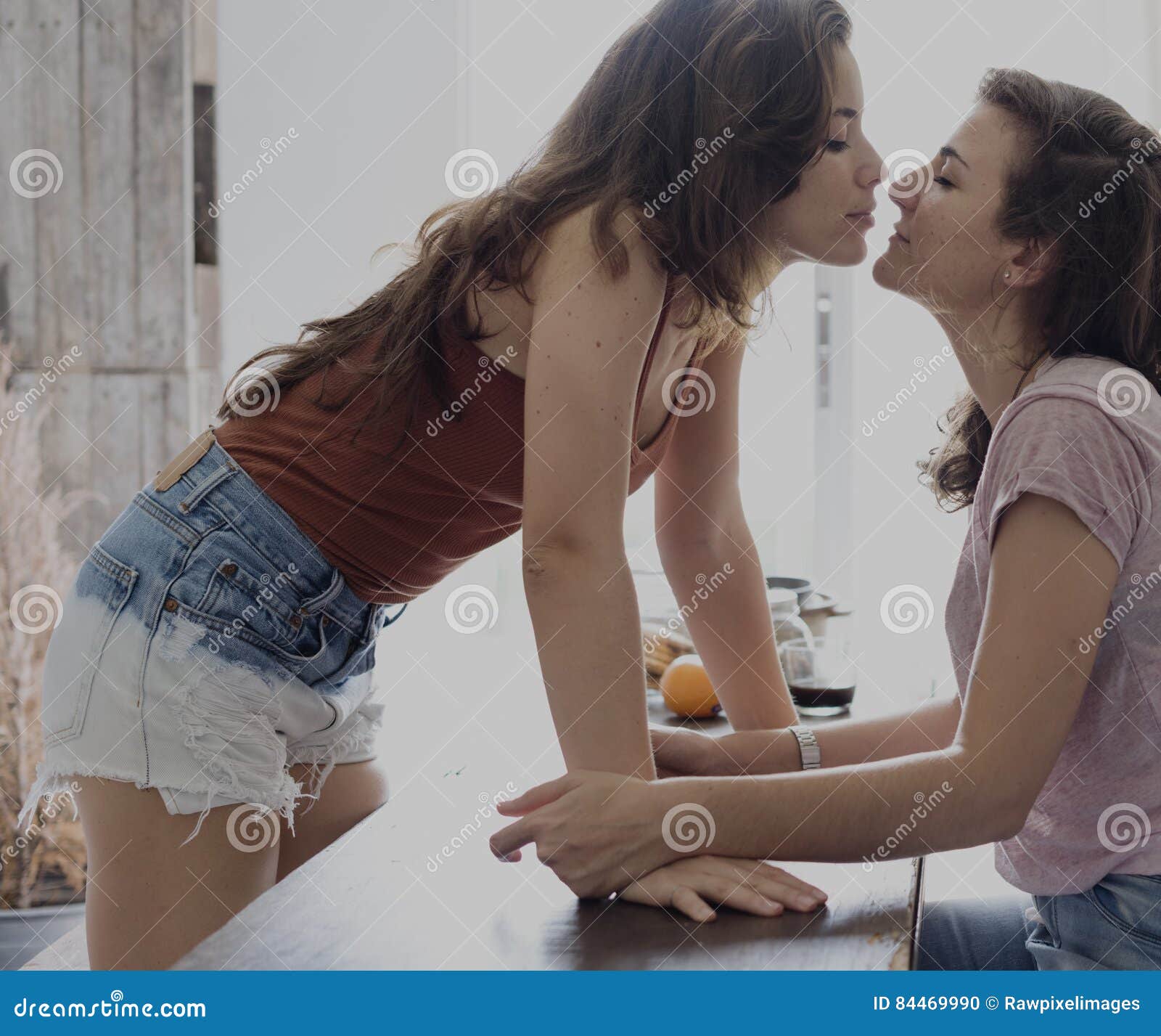 lesbian couple together indoors concept