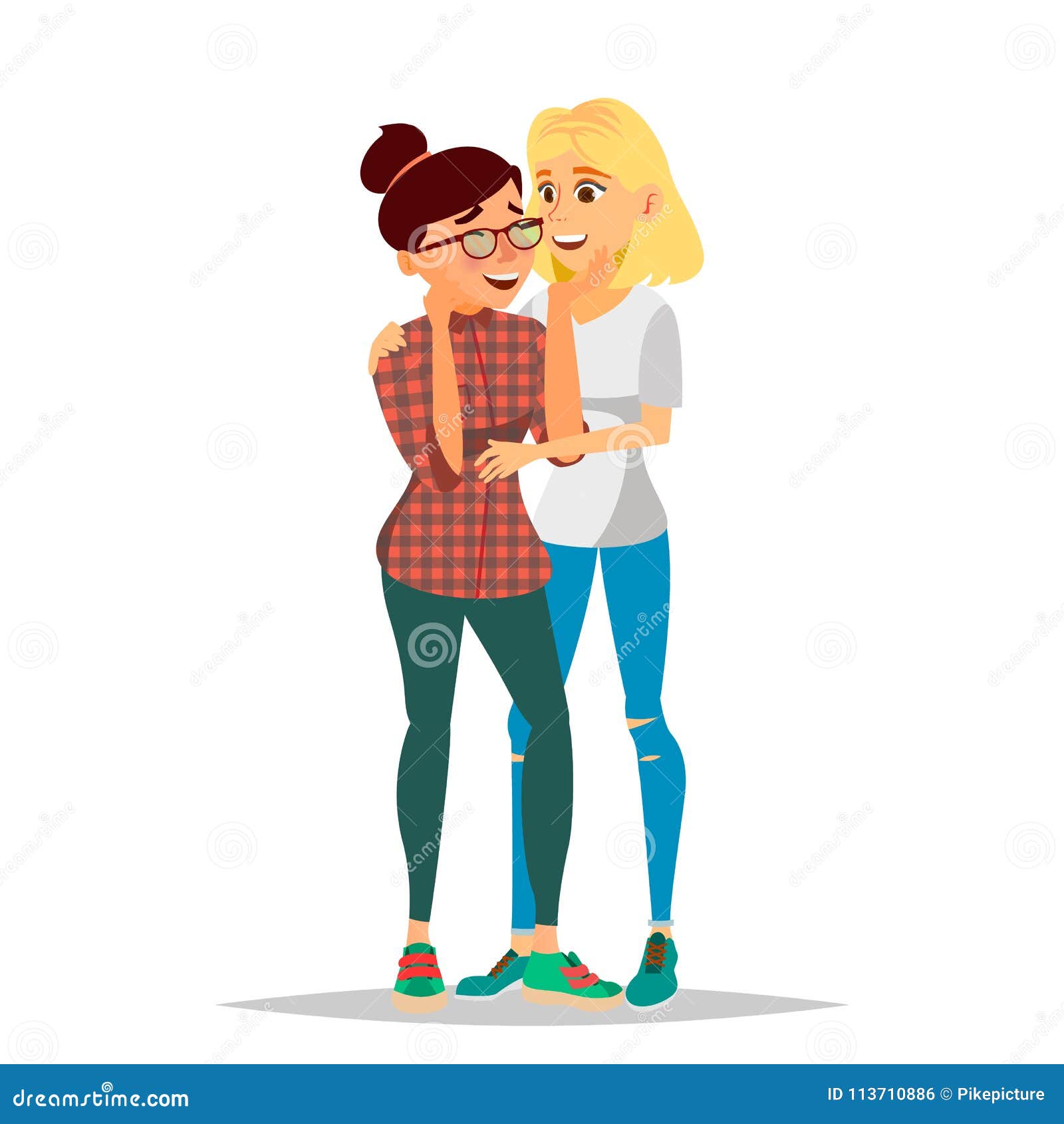 Lesbian Female Couple Vector Romantic Homosexual