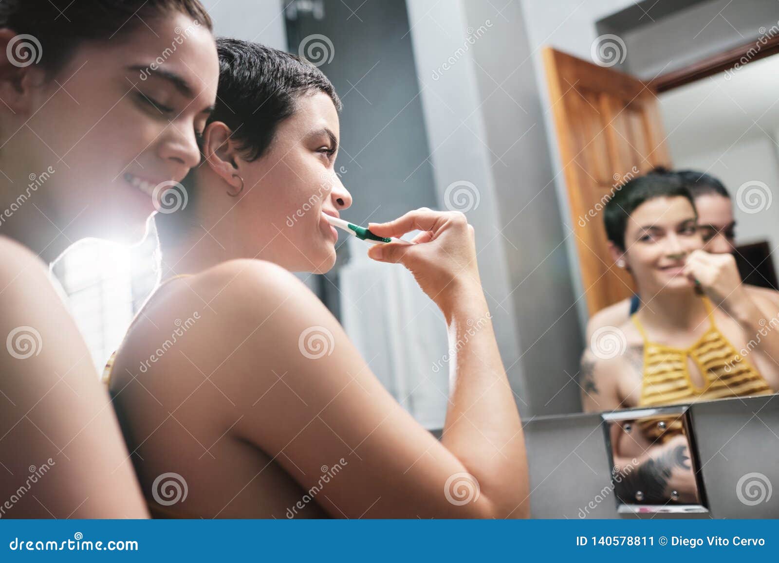 Lesbians In Bathroom