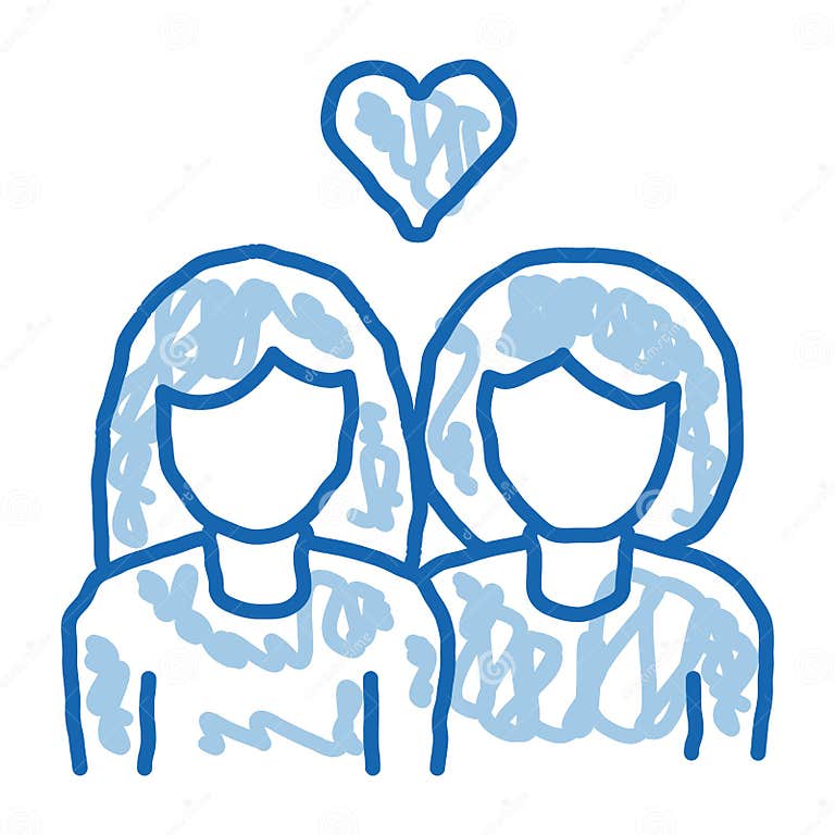 Lesbians Love Doodle Icon Hand Drawn Illustration Stock Vector