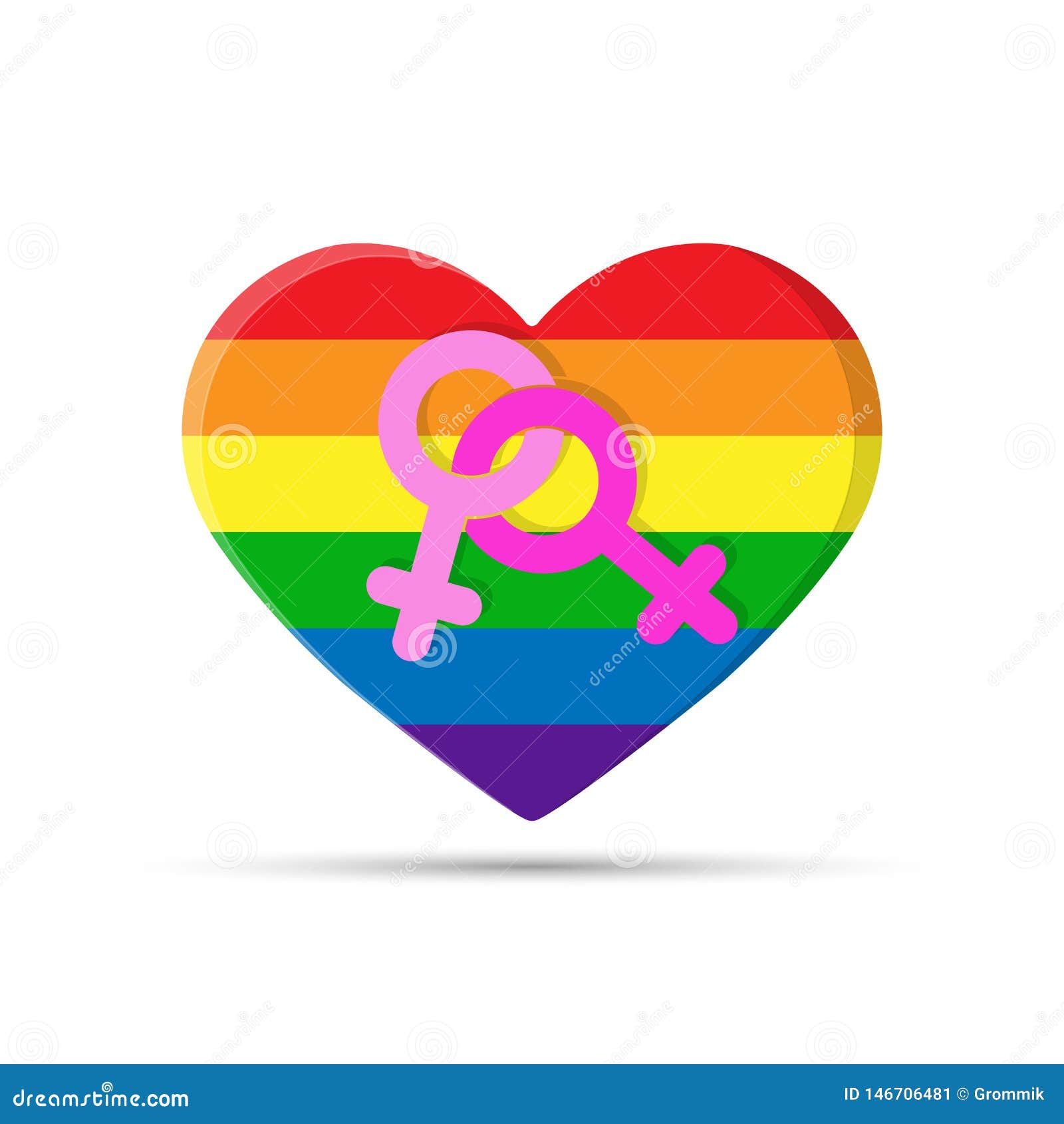 Lesbisches Symbol Auf Einem Hintergrund Von Herzen In Den Farben Von Lgbt Vektor Abbildung Illustration Von Symbol Lesbisches