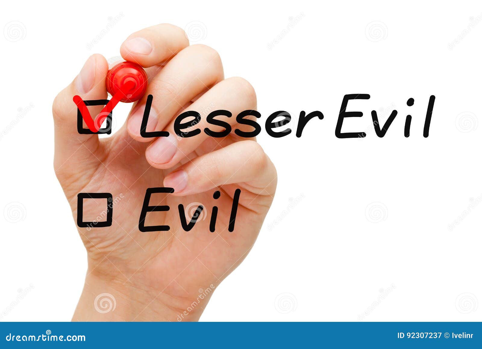 Lesser Evil Concept stock image. Image of moral, hand 92307237