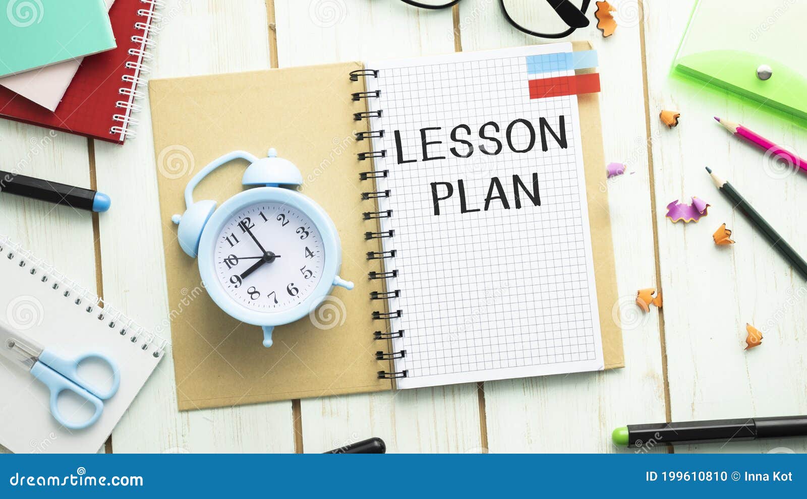 lesson planning text written on a notebook