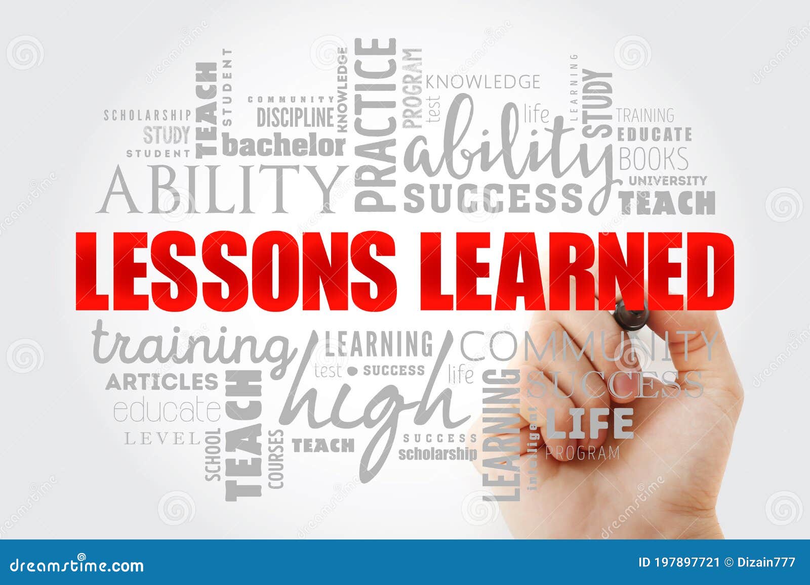 Lessons Learned word cloud, Stock vector