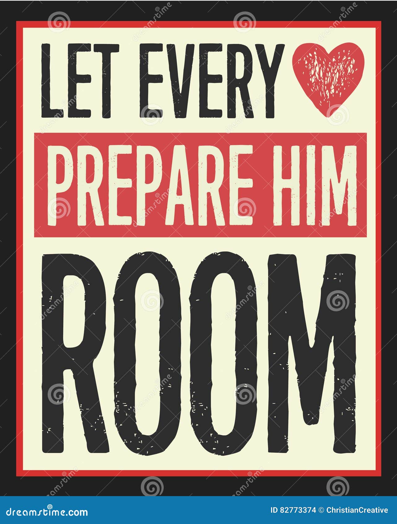 let every heart prepare him room vintage christmas poster