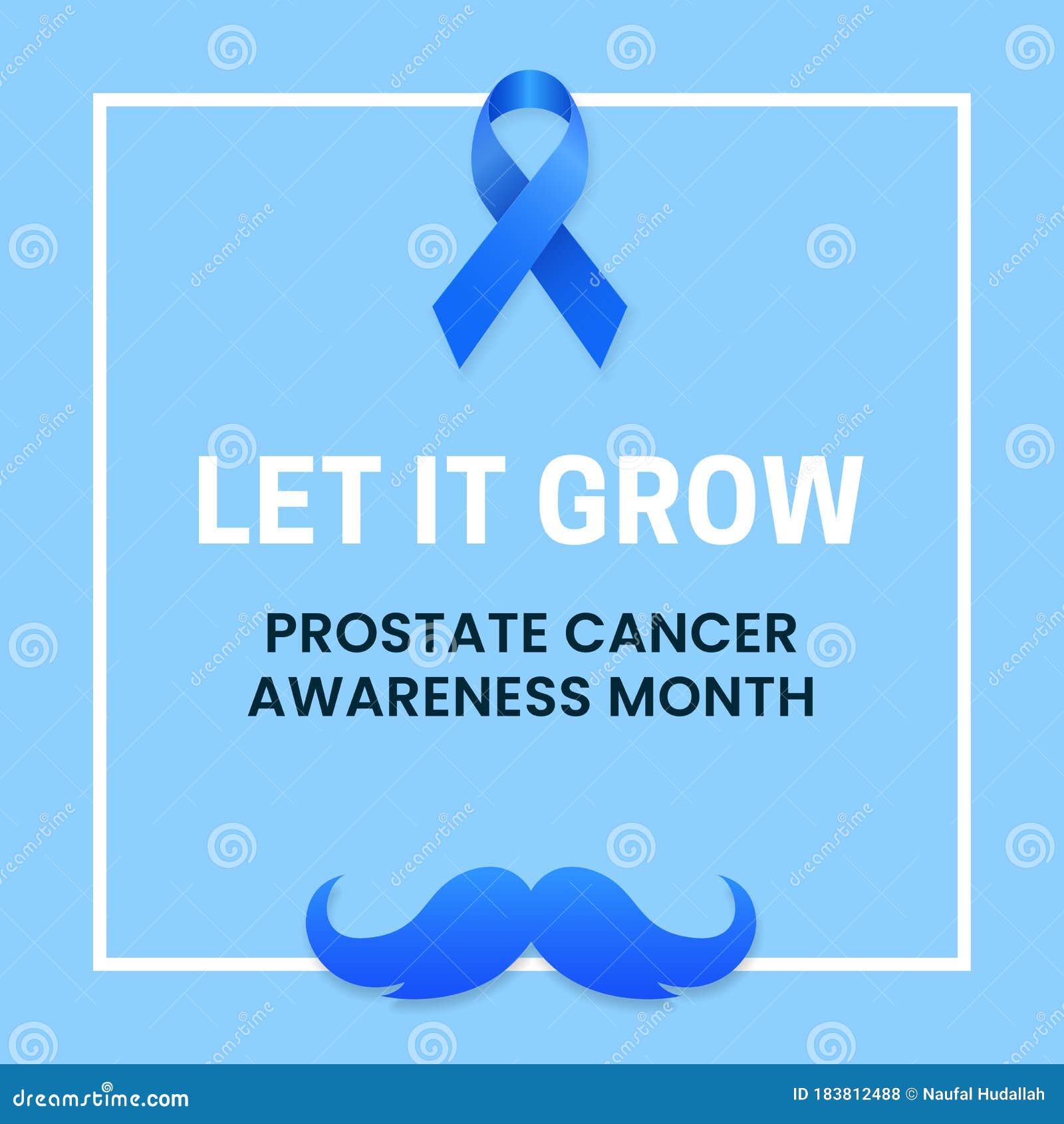 Let It Grow Prostate Cancer Awareness Month Poster Background Campaign Design With Blue Ribbon