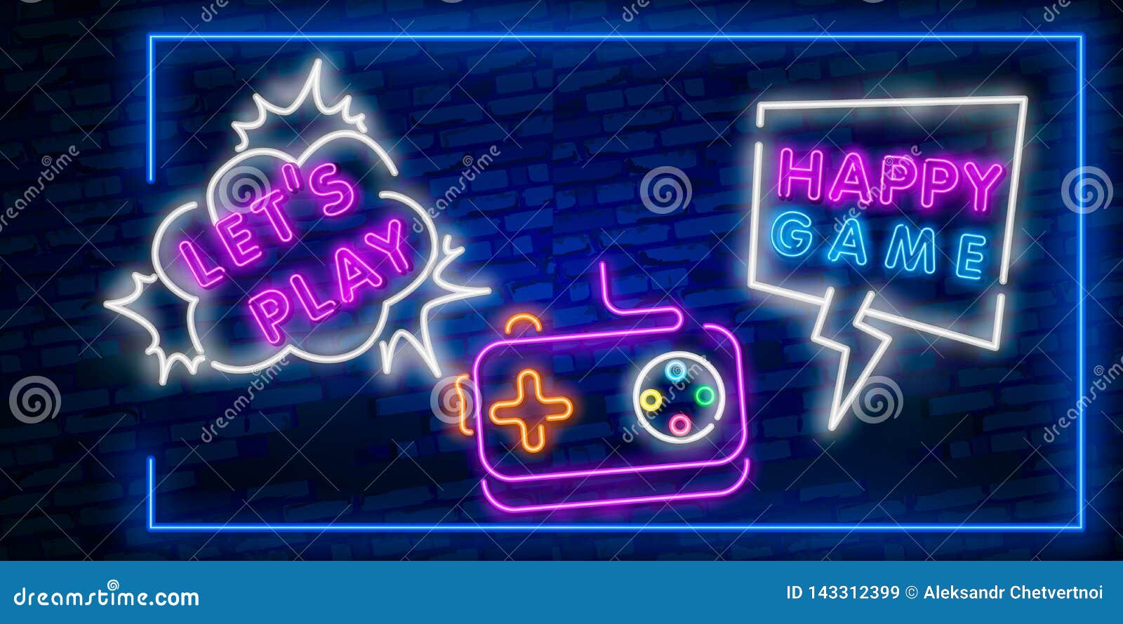 Let`s Play Sign, Bright Signboard, Light Banner. Game Logo, Emblem and Label. Neon Sign Creator. Neon Text Edit Stock Illustration - Illustration of night, indie: 143312399