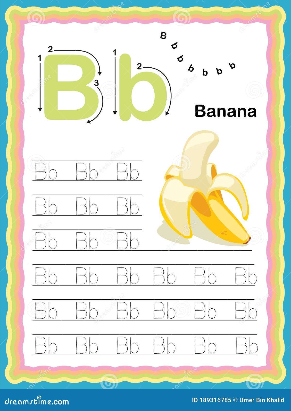 Desenho de banana para colorir com b maiúsculo para apresentar a letra b às  crianças