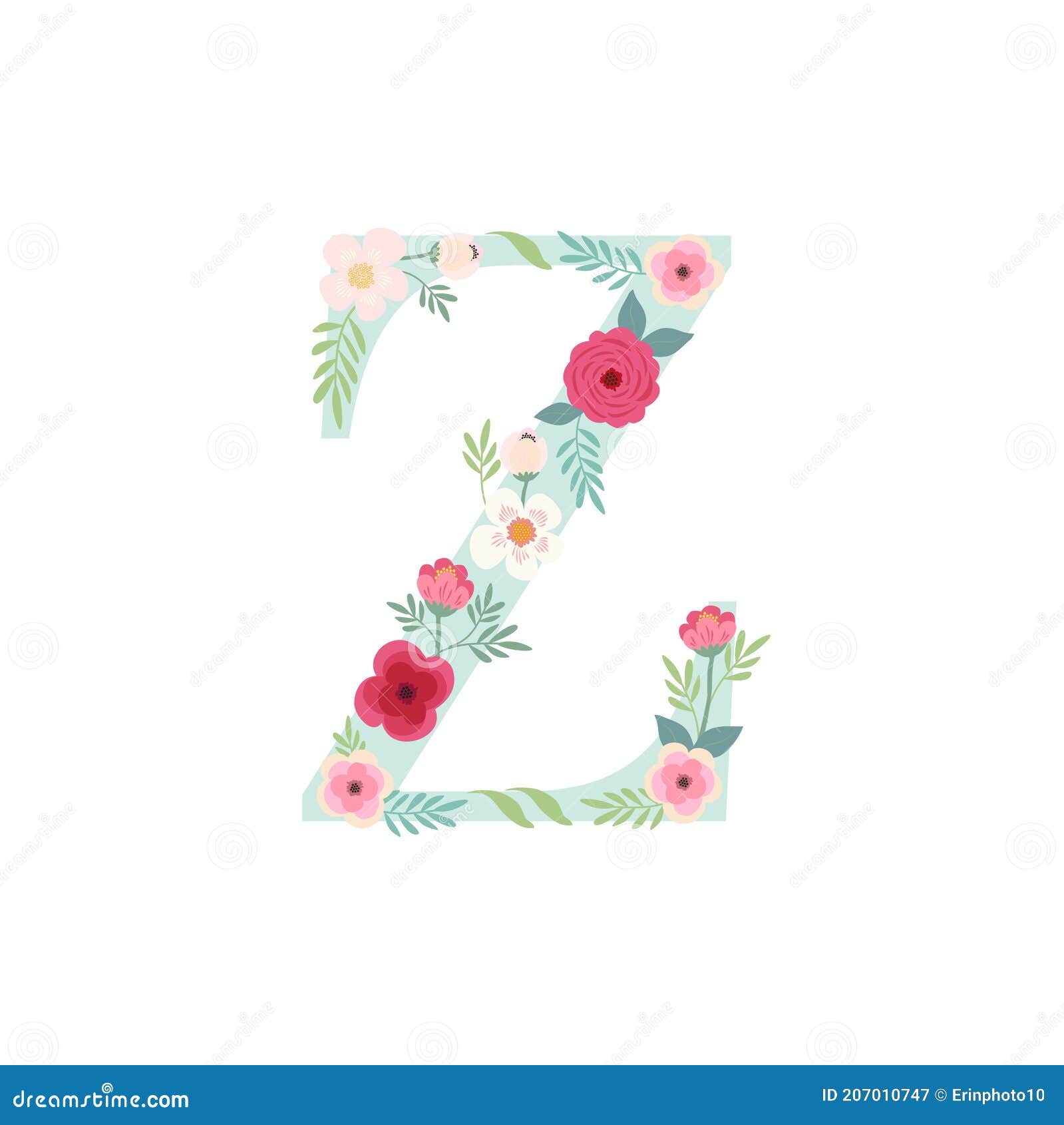 Letra Del Alfabeto Z Con Flores Stock de ilustración - Ilustración de  decorativo, hojas: 207010747