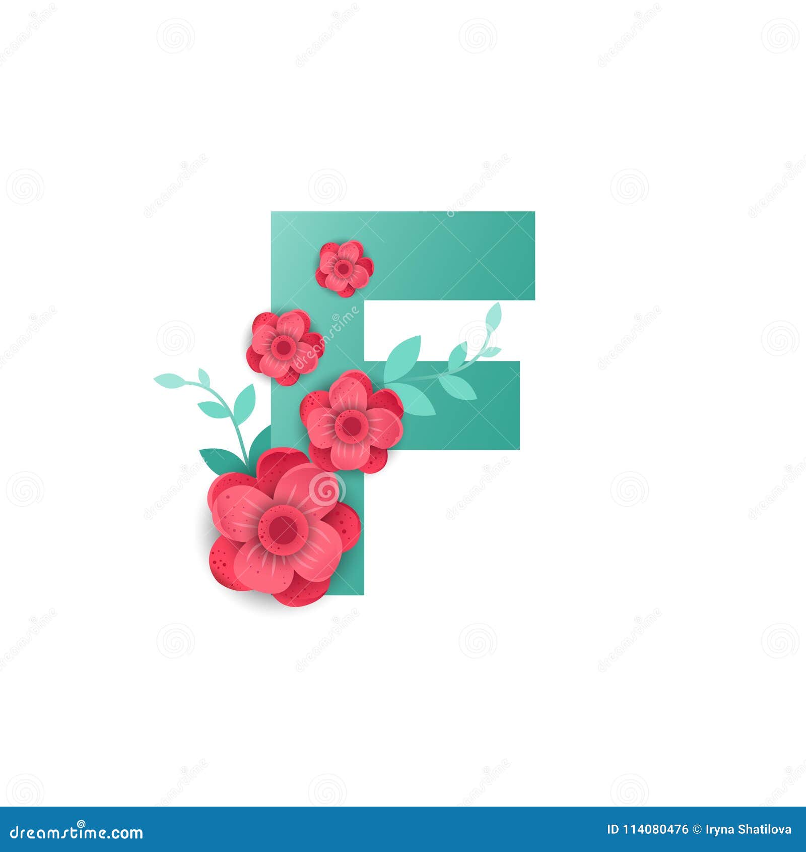 Letra F Del Color Con Las Flores Hermosas Ilustración del Vector -  Ilustración de elemento, fuente: 114080476