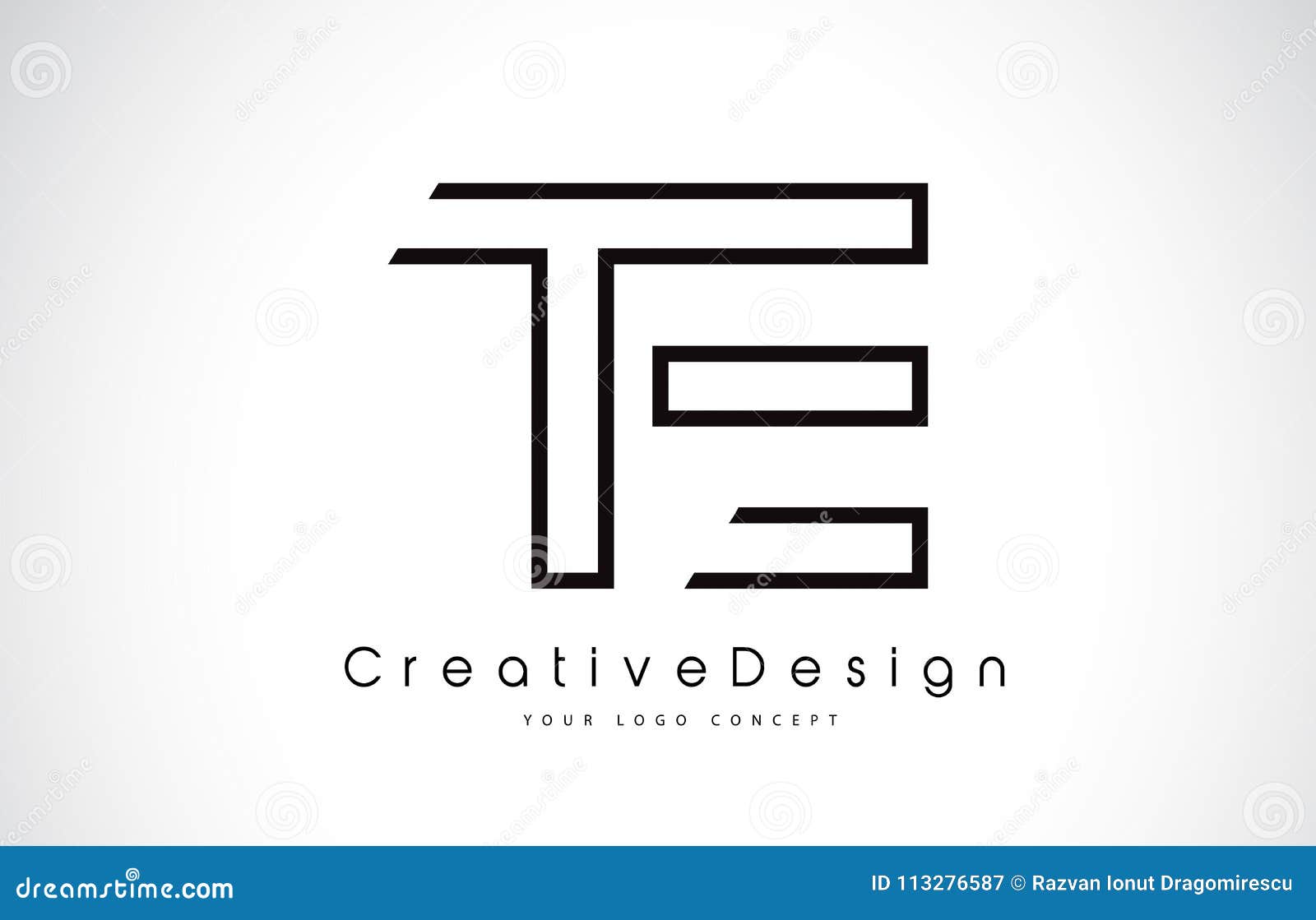 Letra Logo Design de TE T E em cores pretas Ícone moderno criativo Logo Illustration do vetor das letras