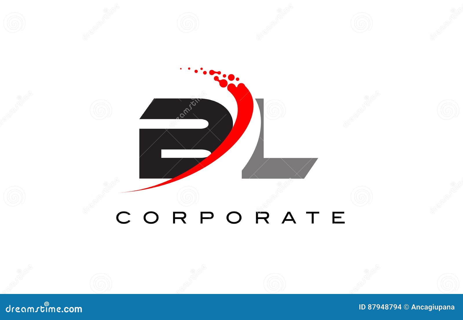 Letra Moderna Logo Design Do BL Com Swoosh Ilustração ...
