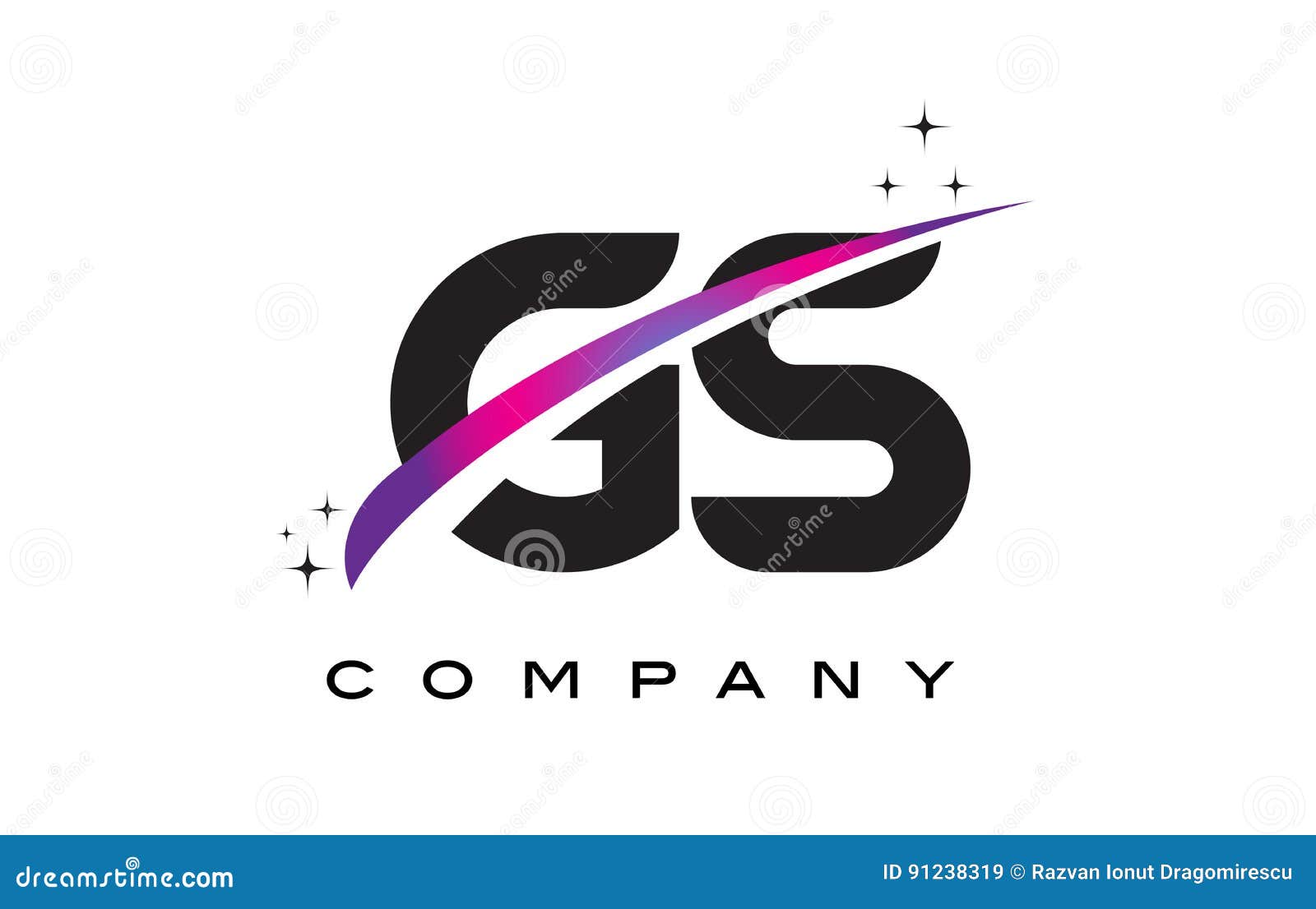 Letra Negra Logo Design Del GS G S Con Swoosh Magenta Púrpura Ilustración  del Vector - Ilustración de forma, estrellas: 91238319