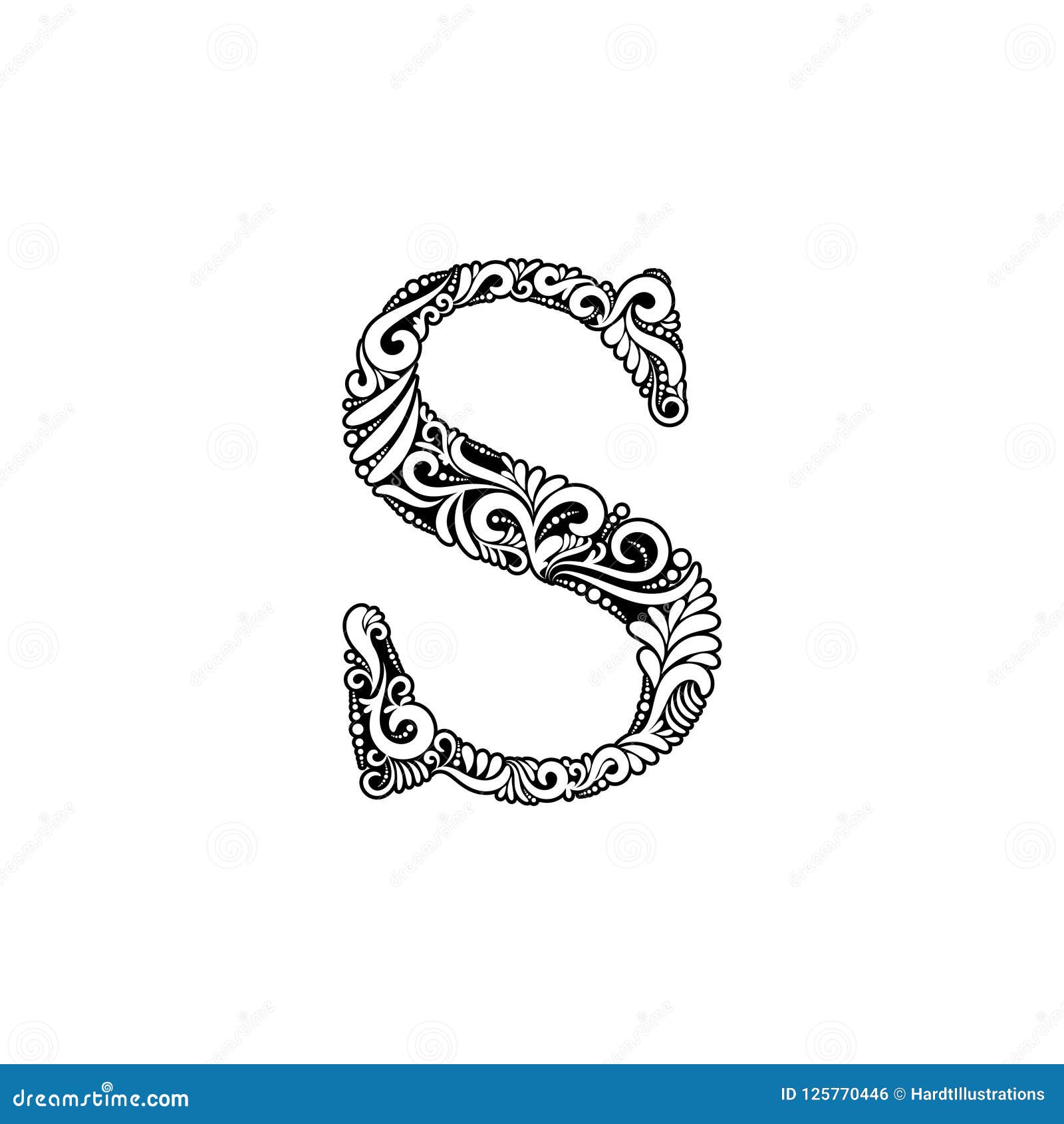 Letra S ornamentado ilustração do vetor. Ilustração de caso - 125770446, image size:1600x1690