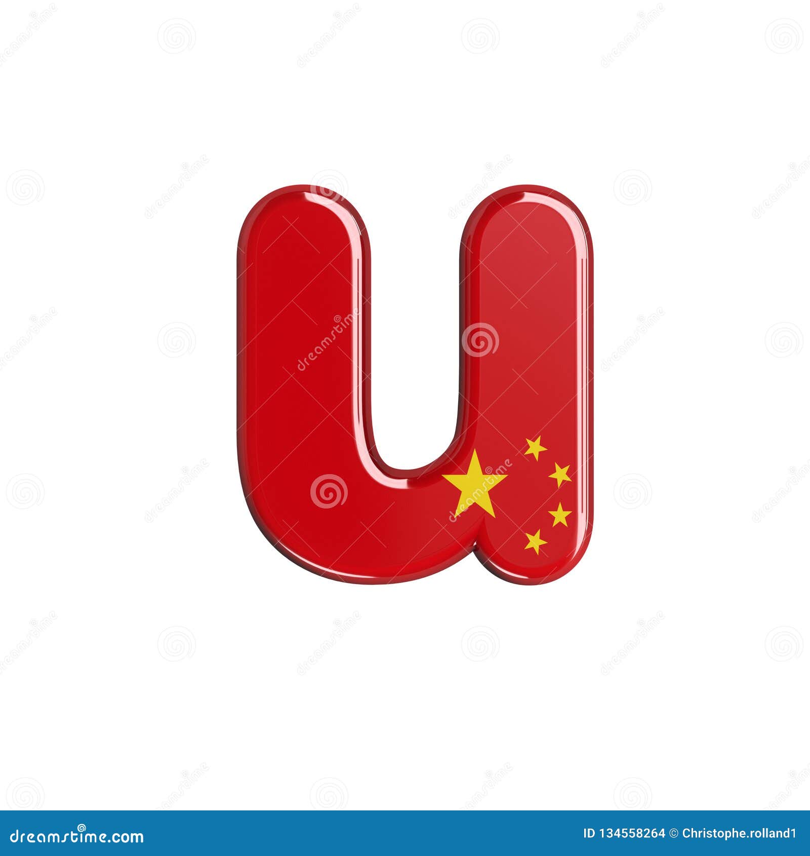 Letra U Pequena Fuente De La Bandera De China Del Chino 3d