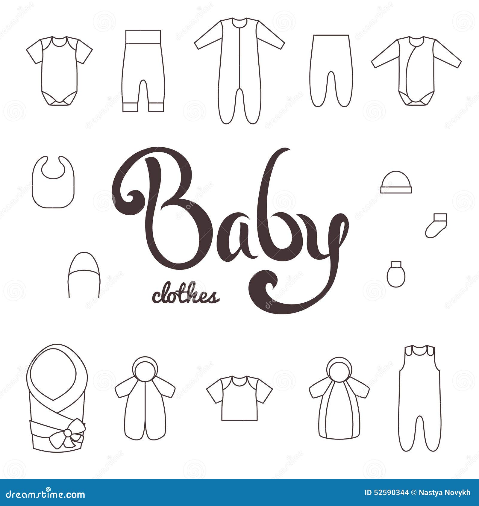 Con La Ropa De Los Iconos Recién Ilustración del Vector - Ilustración casquillo, 52590344