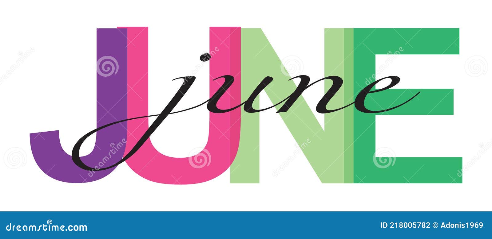 Letras de colores de junio stock de ilustración. Ilustración de objeto