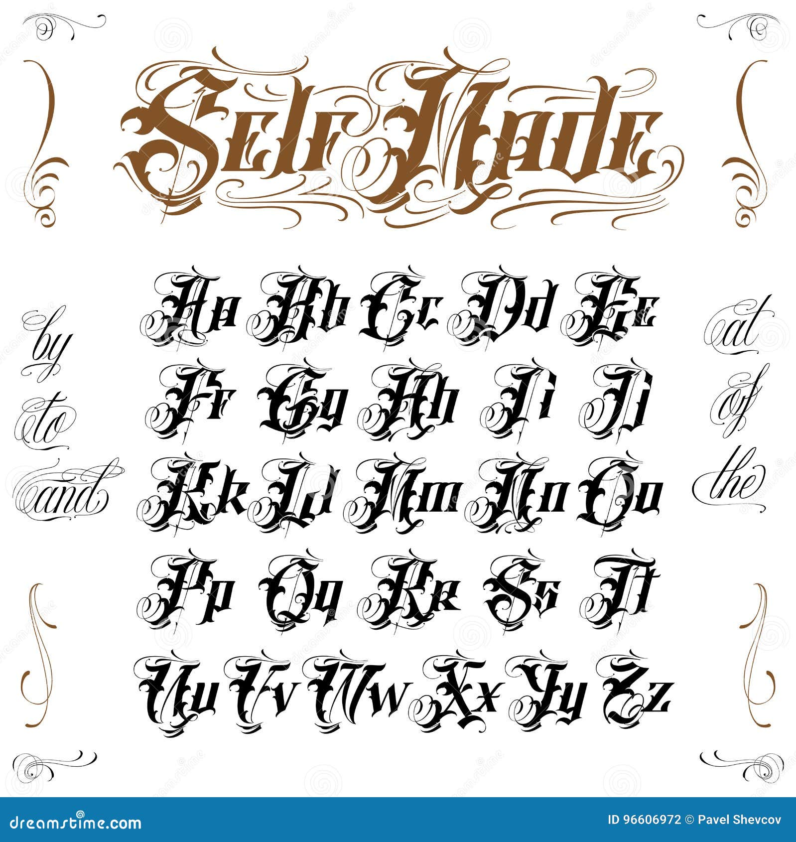 Letras Del Tatuaje Del Gángster Ilustración del Vector - Ilustración de