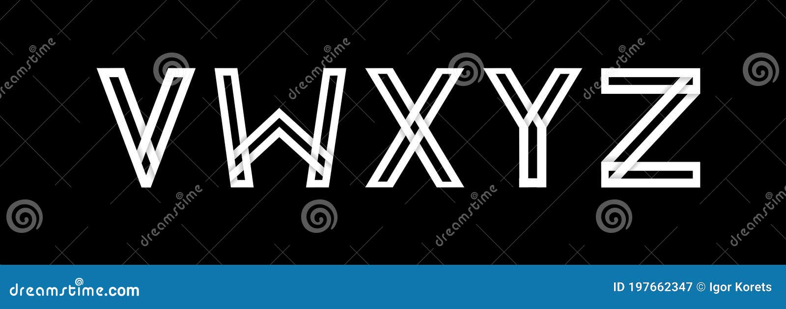 Letras Mayusculas V W X Y Z Creado A Partir De Rayas Blancas Entrelazadas Con Sombras Sobre Un Fondo Negro Plantilla Para Ilustracion Del Vector Ilustracion De Elegante Corporativo