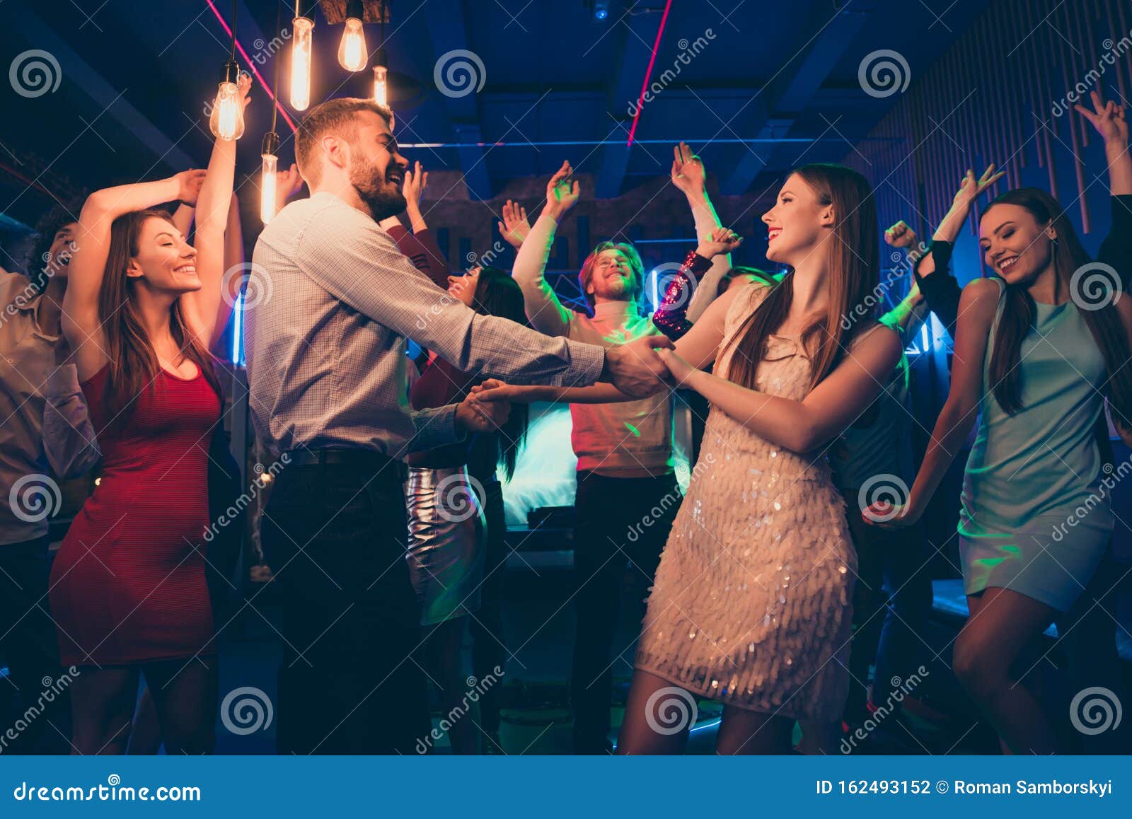 Lets Dance My Love. Portrait of Positive Cheerful Couple Students Have ...