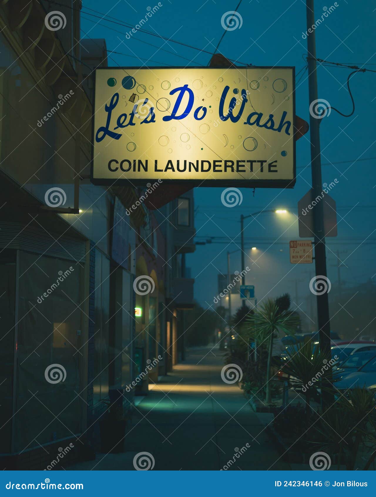 Lets Do Wash Laundromat Sign at Night, in the Richmond District, San ...