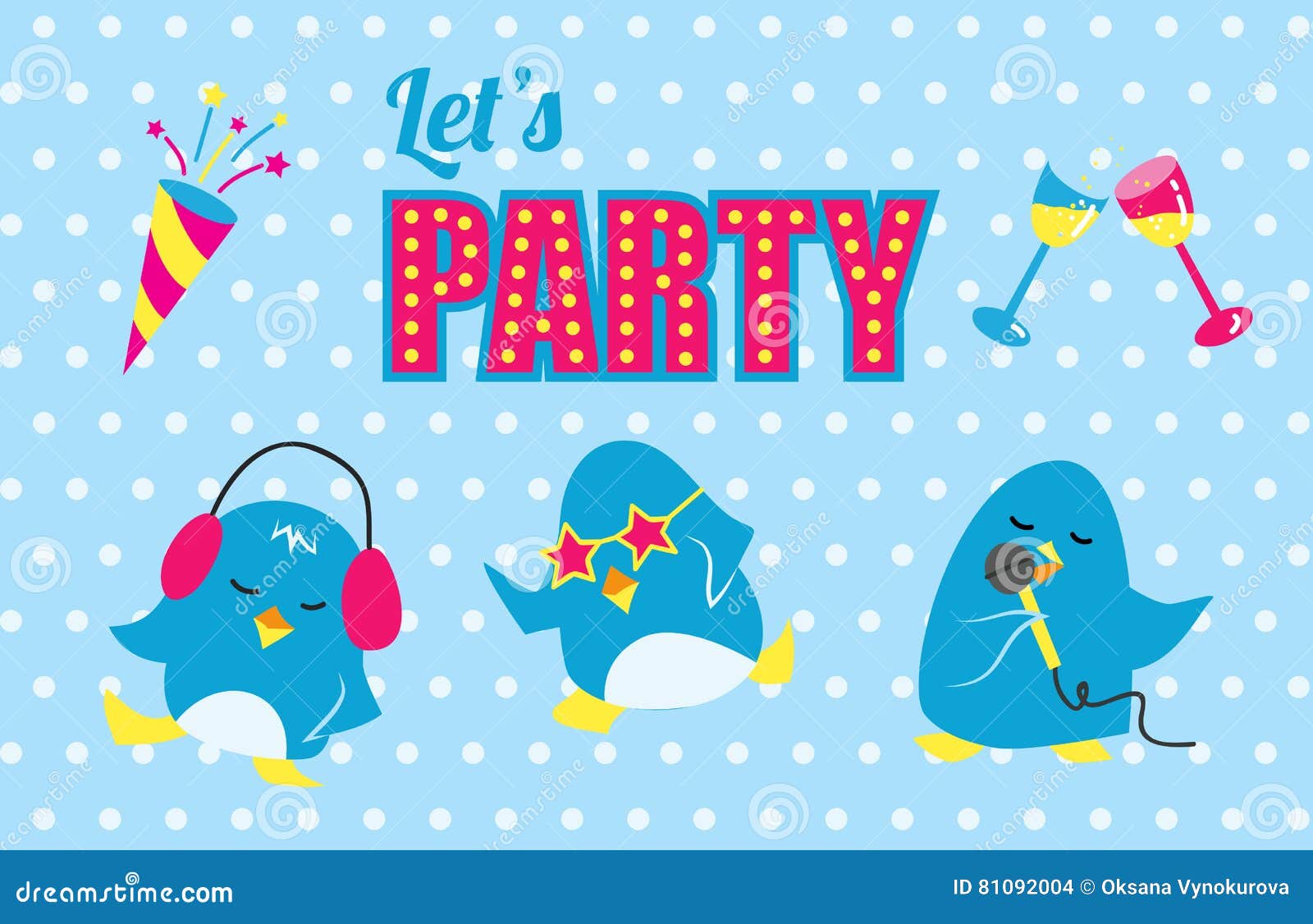 Lets party vector poster stock vector. Illustration of funny - 81092004