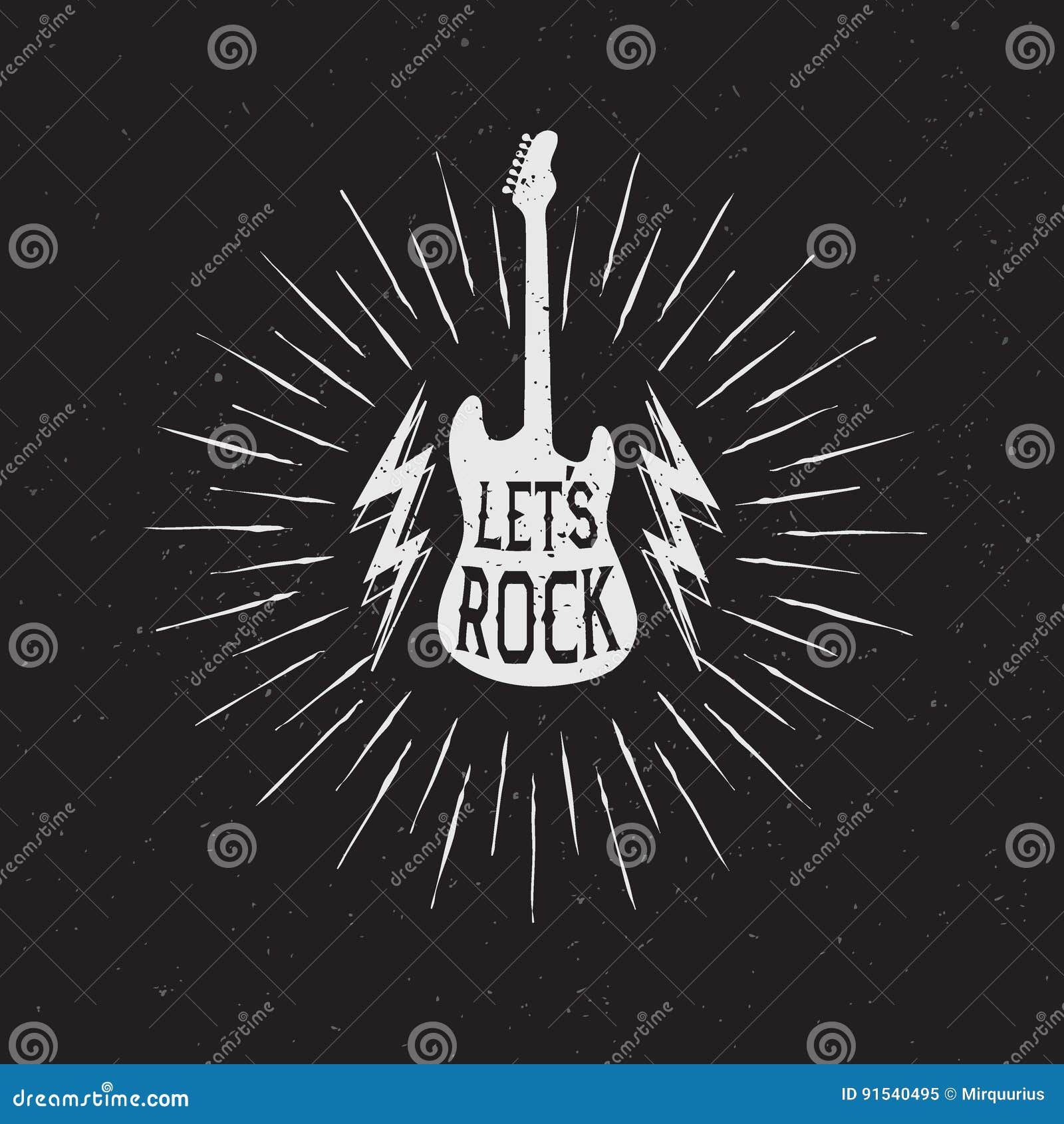 Lets rock prints emblem stock vector. Illustration of monochrome - 91540495