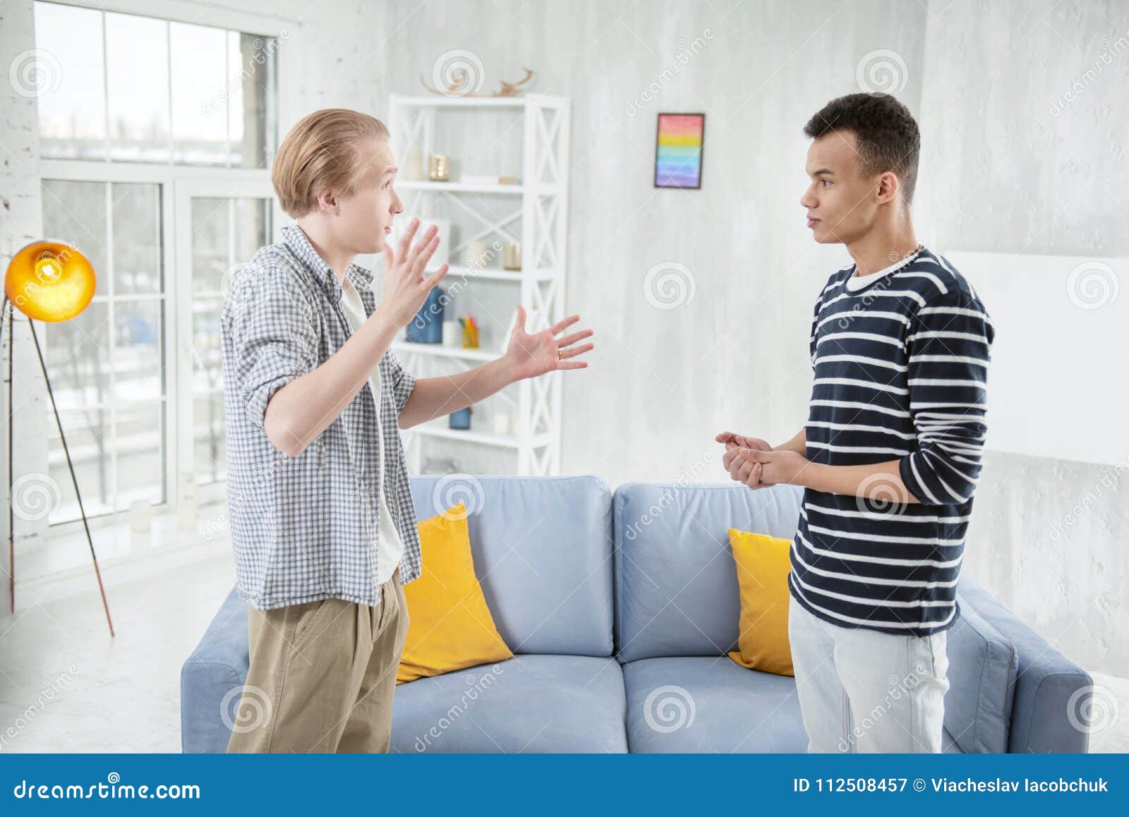 Mad gay couple quarreling stock image. Image of prejudice 112508457